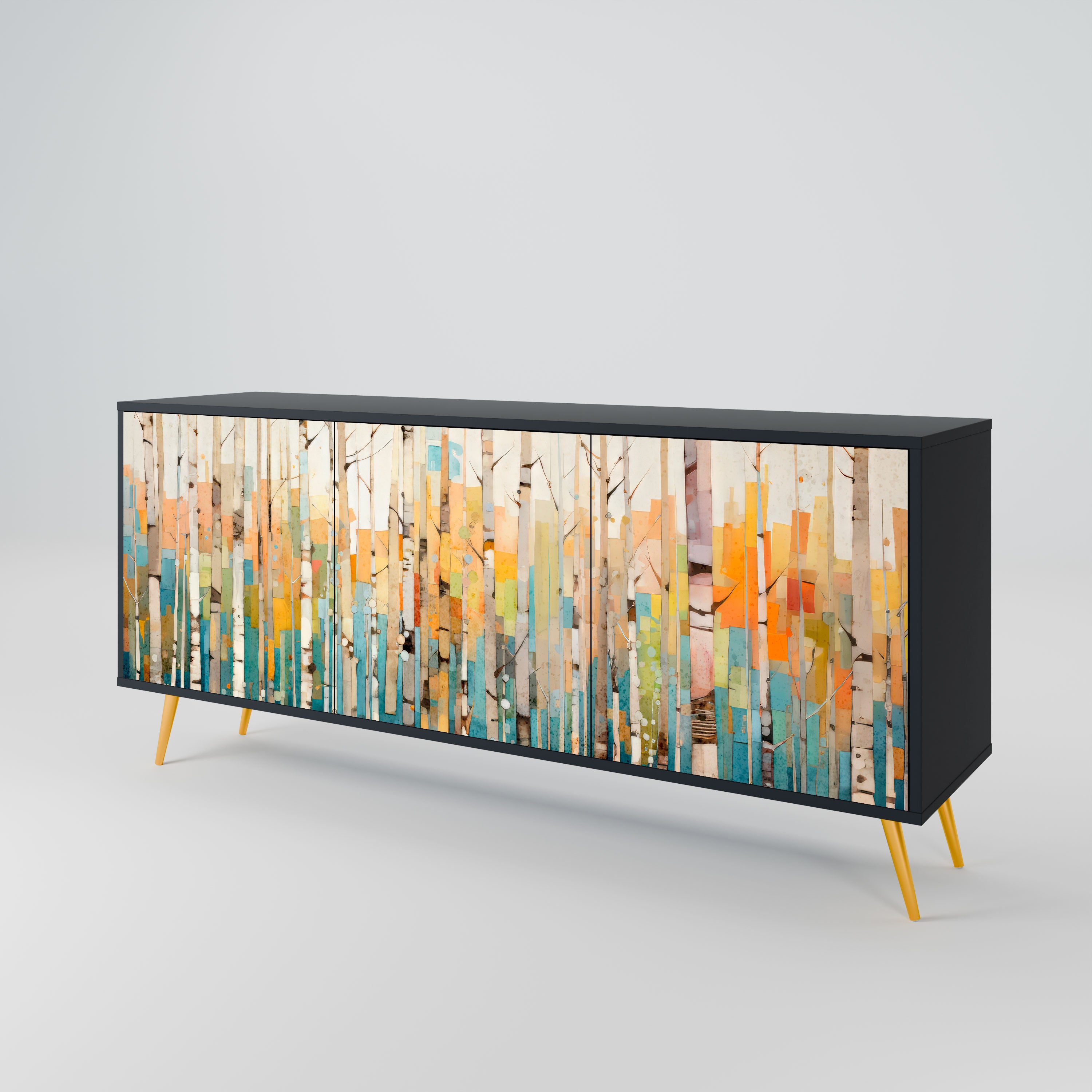 BIRCH KALEIDOSCOPE Komoda 3-drzwiowa korpus Czarny
