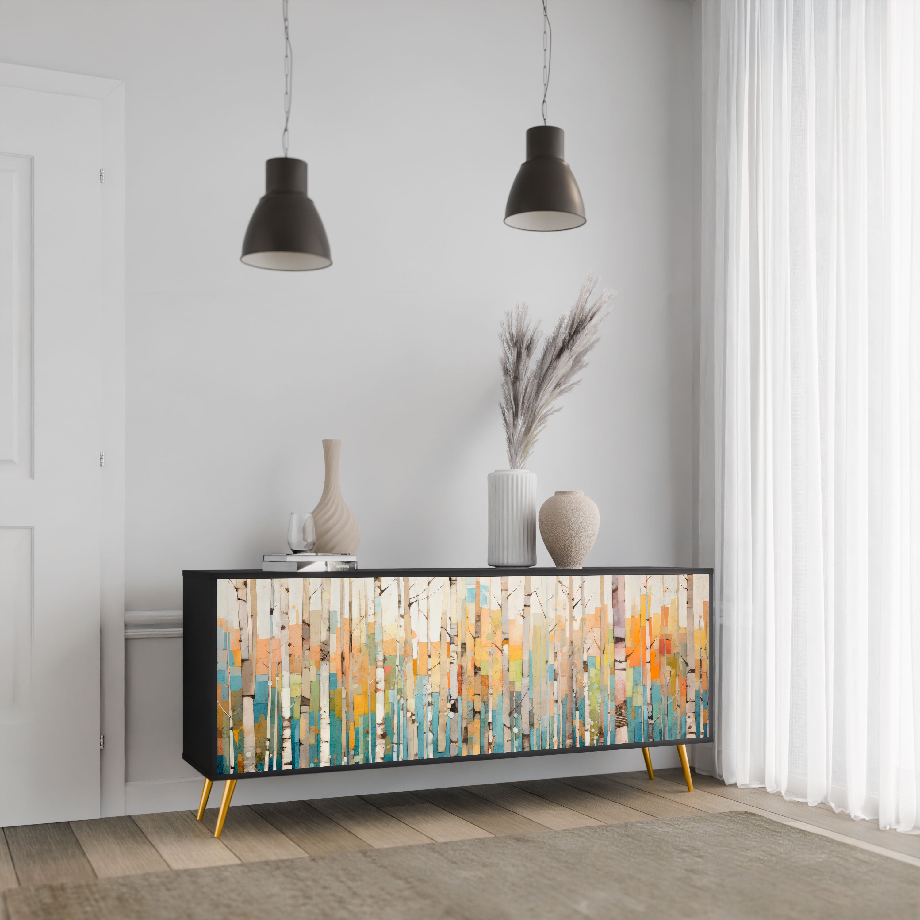 BIRCH KALEIDOSCOPE Komoda 3-drzwiowa korpus Czarny