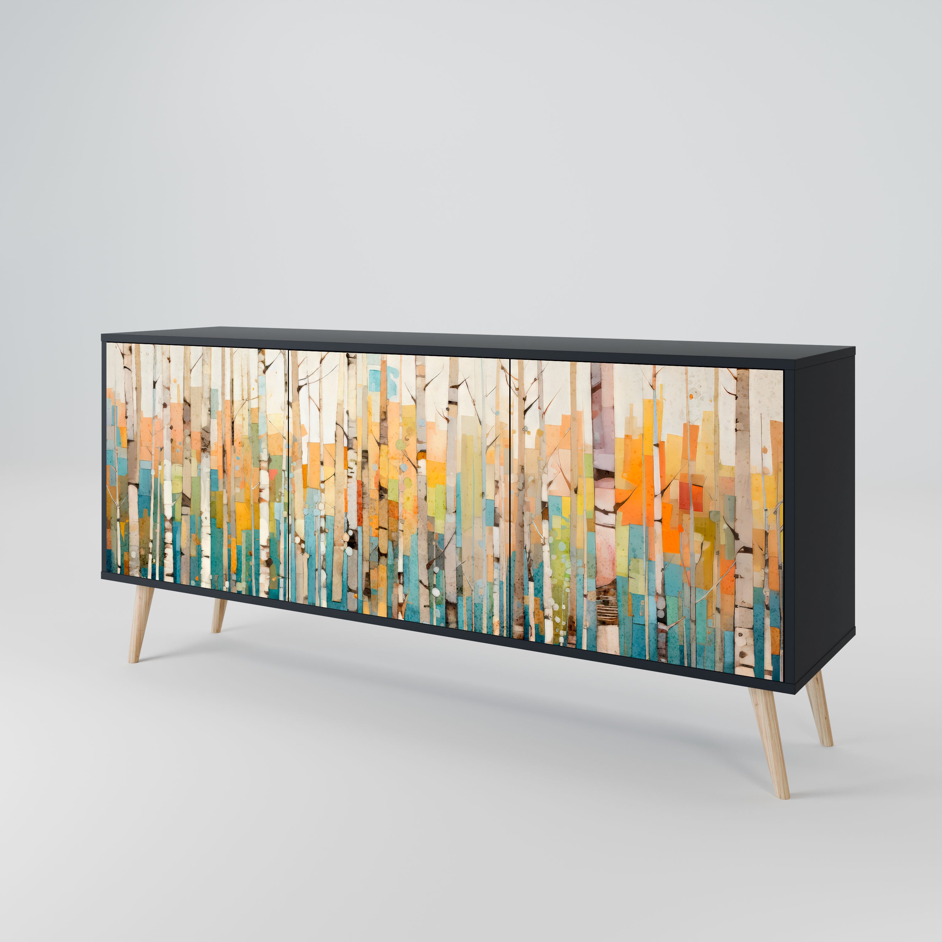 BIRCH KALEIDOSCOPE Komoda 3-drzwiowa korpus Czarny