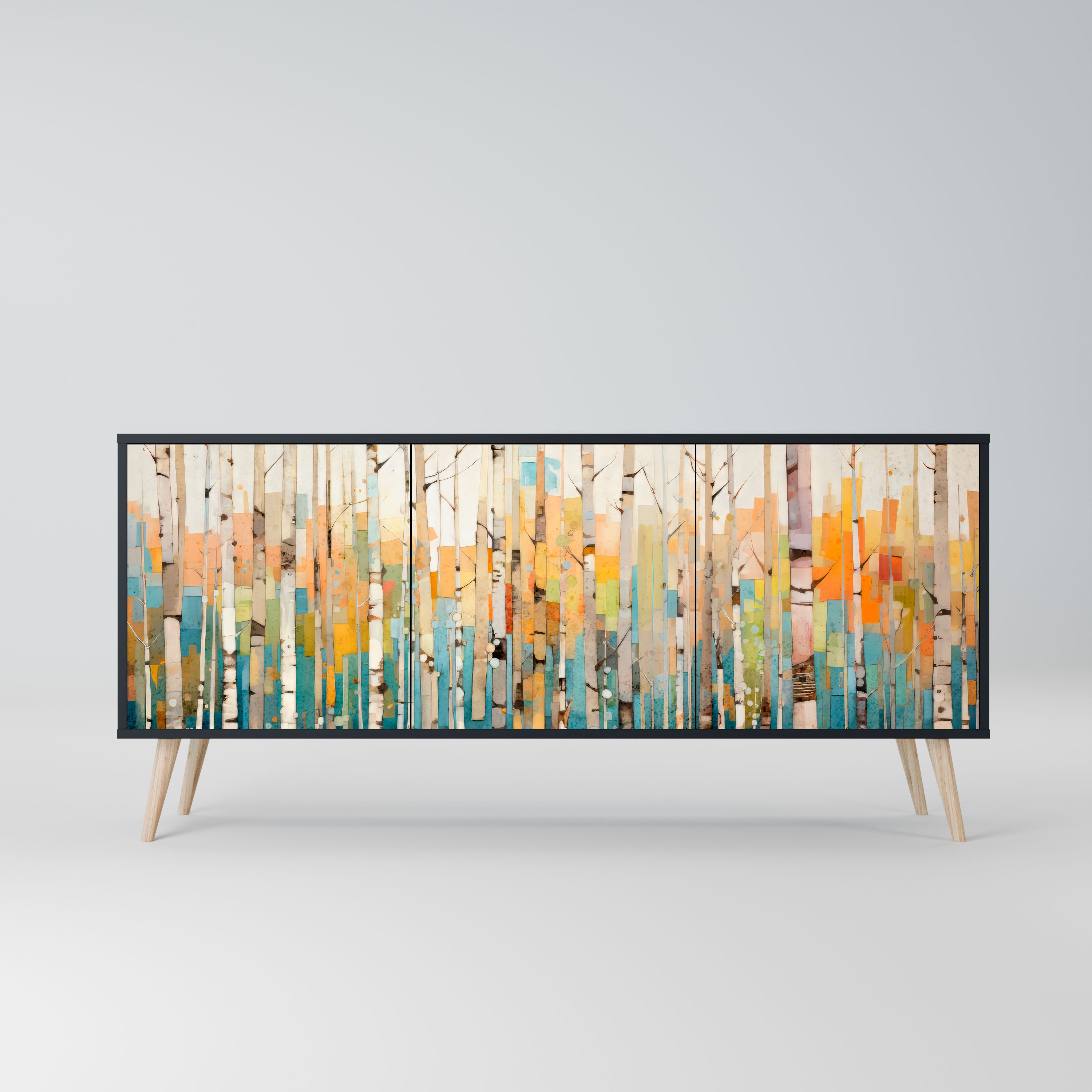 BIRCH KALEIDOSCOPE Komoda 3-drzwiowa korpus Czarny