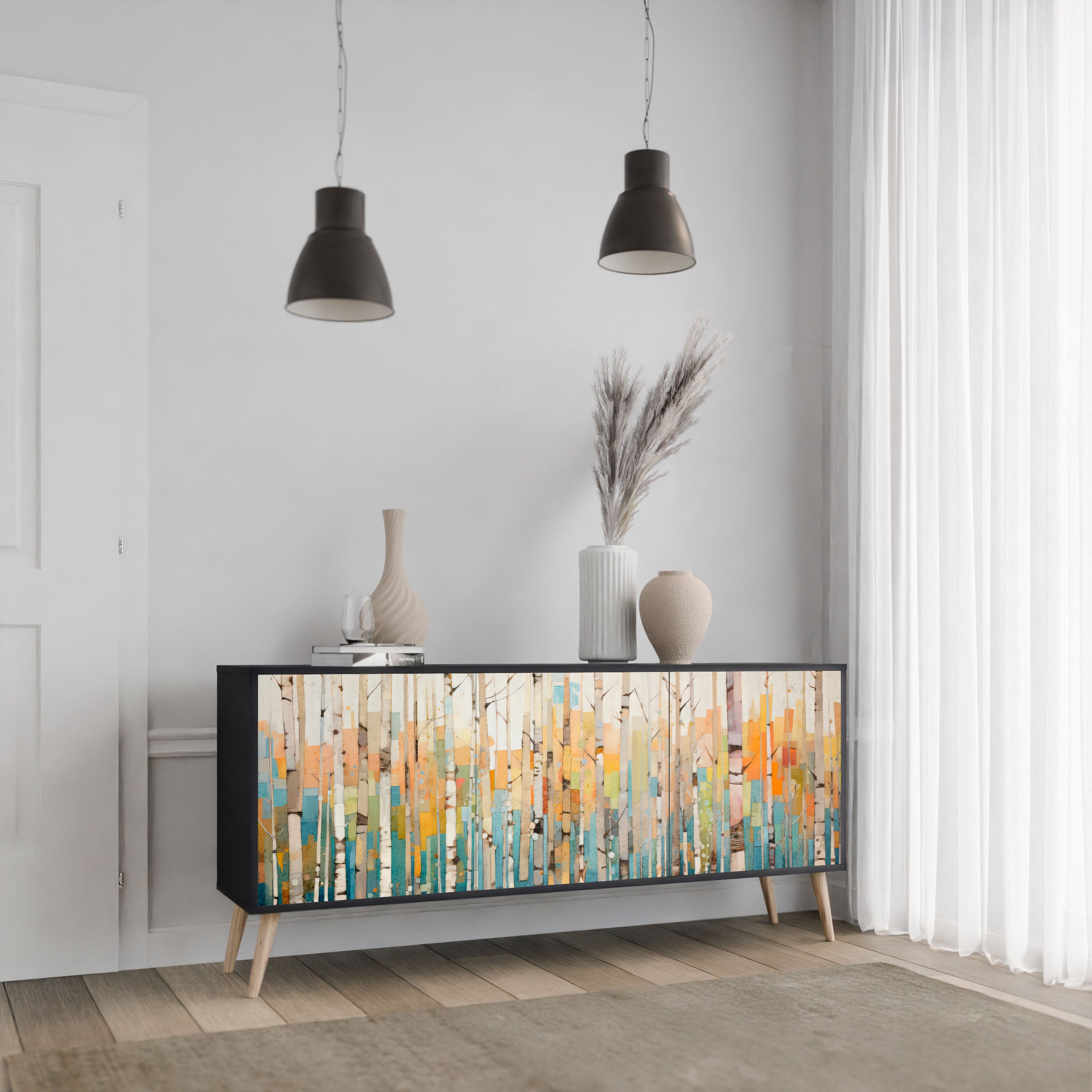 BIRCH KALEIDOSCOPE Komoda 3-drzwiowa korpus Czarny