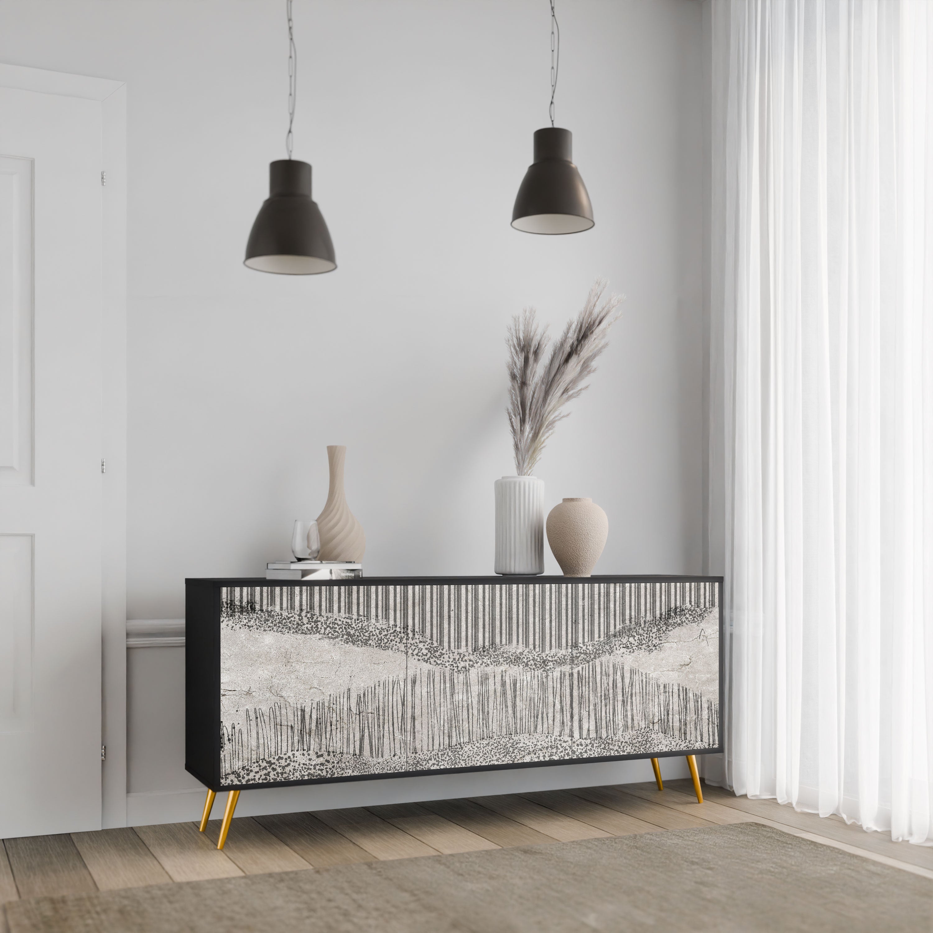 GRAIN LINES Komoda 3-drzwiowa korpus Czarny