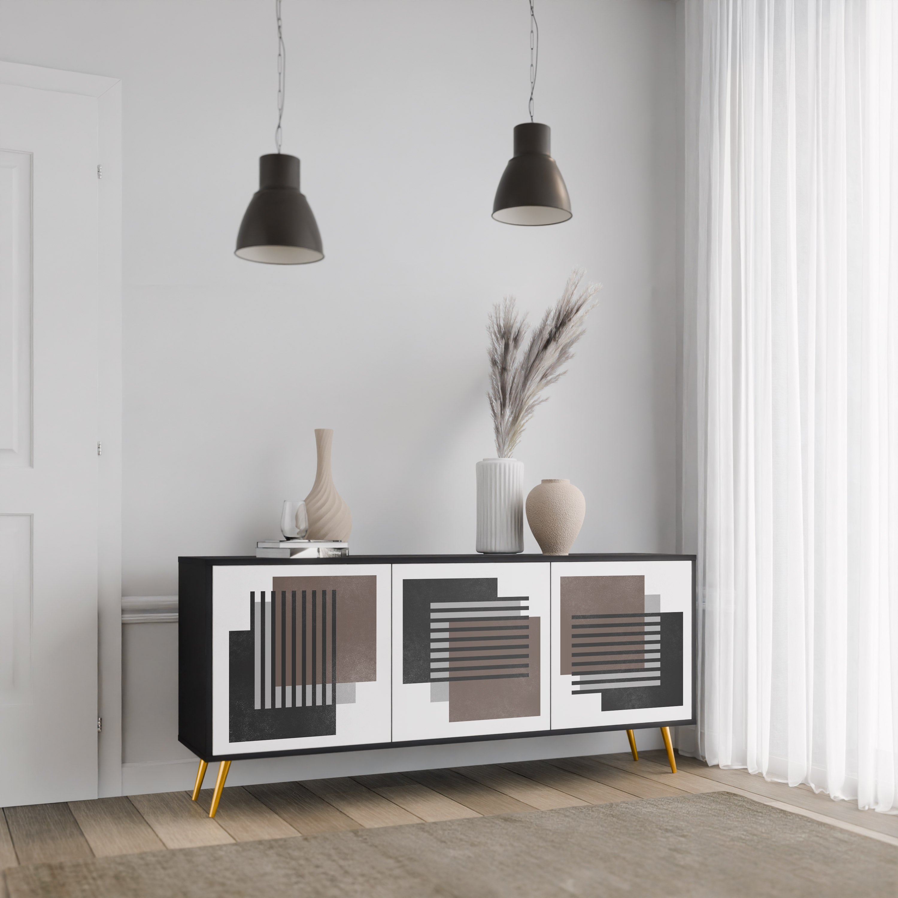 SHADOW SYNCHRONY Komoda 3-drzwiowa korpus Czarny