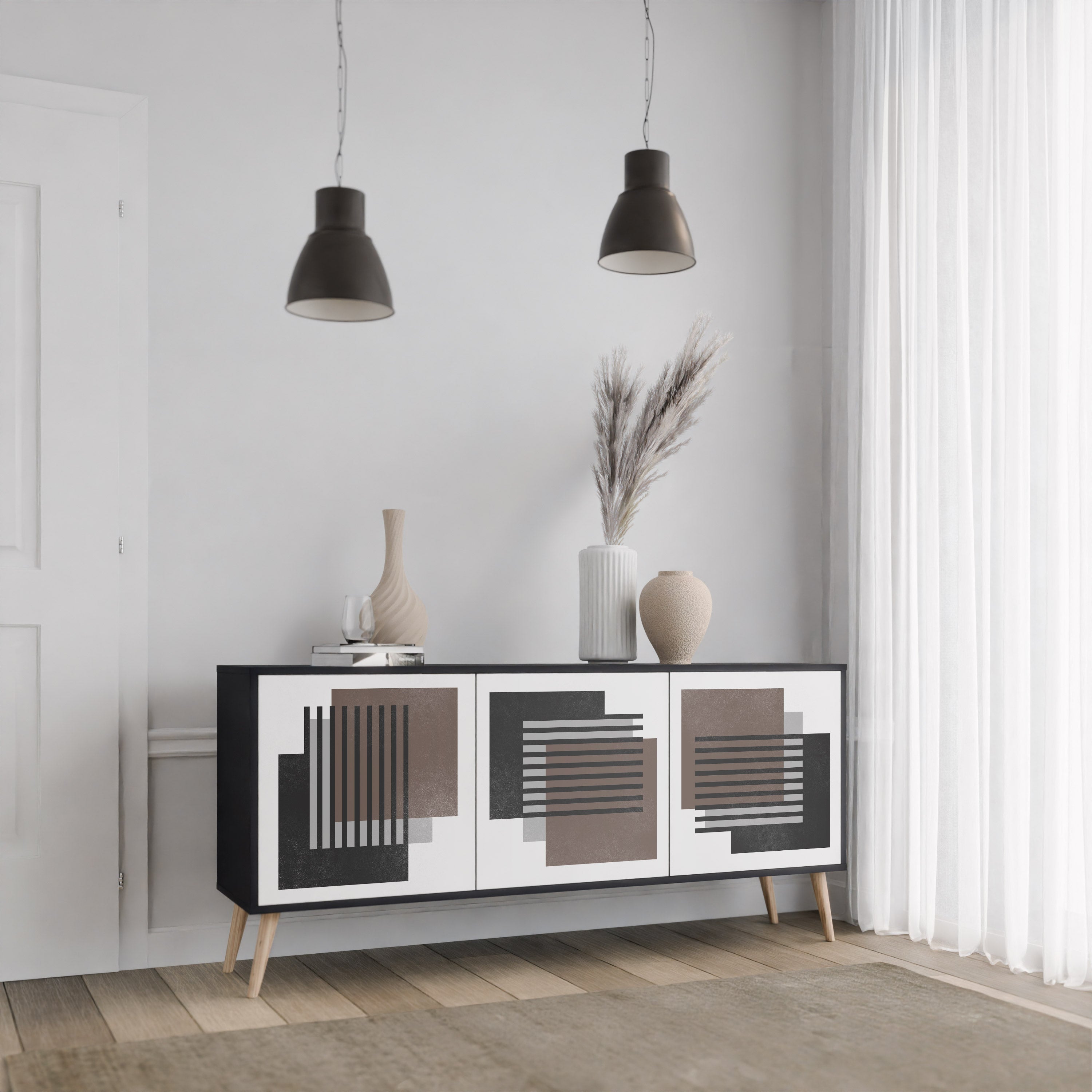 SHADOW SYNCHRONY Komoda 3-drzwiowa korpus Czarny