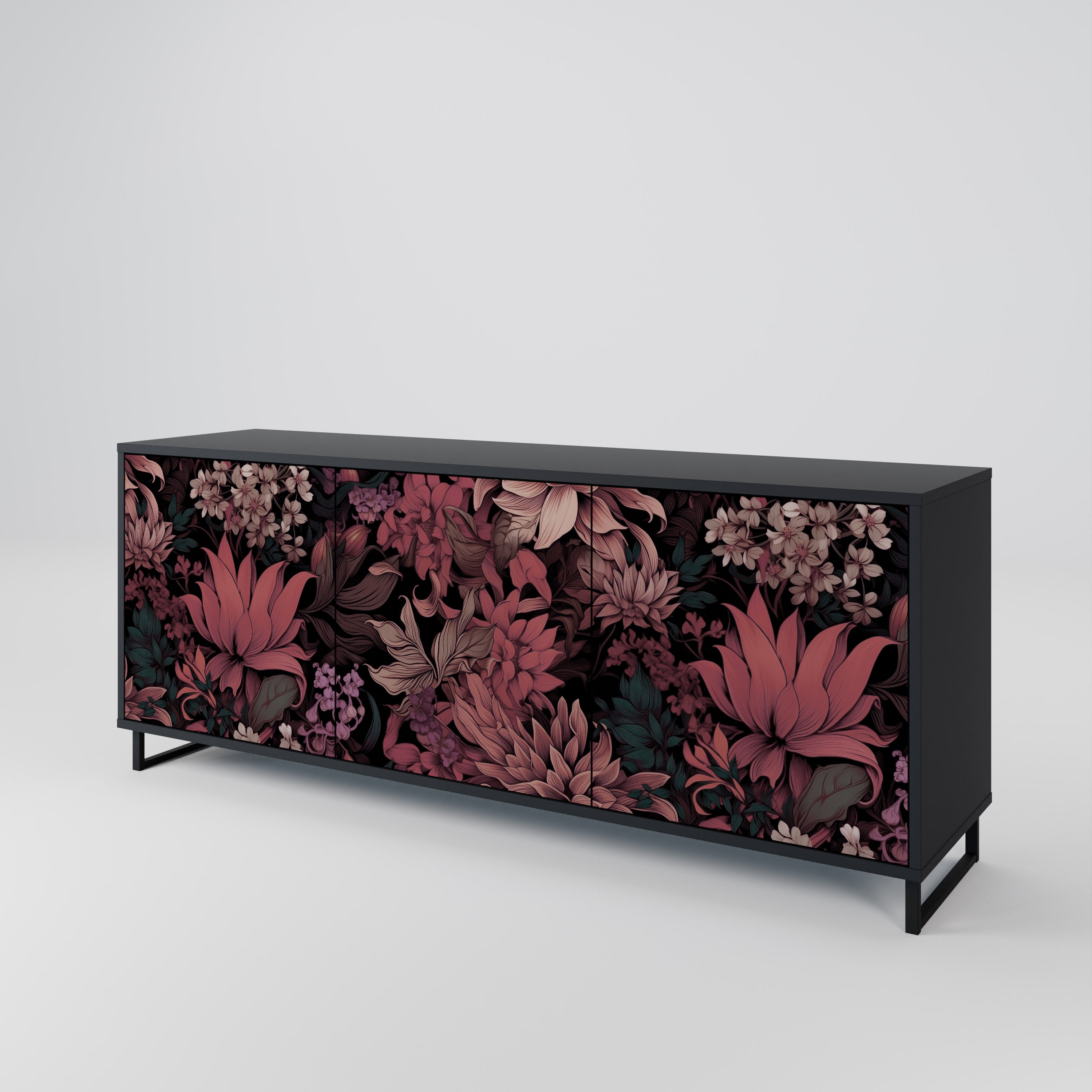 FLORAL WHISPER Komoda 3-drzwiowa korpus Czarny