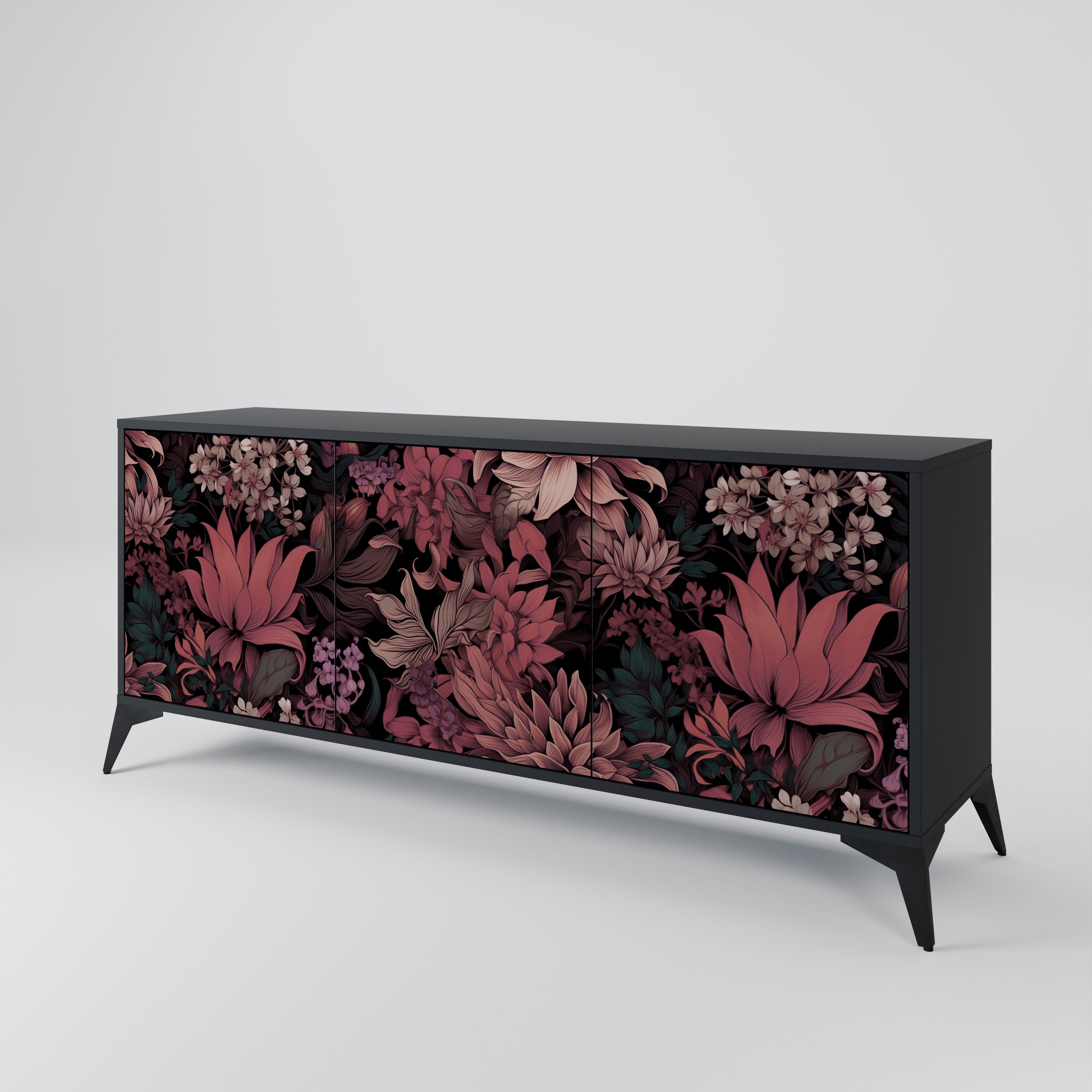 FLORAL WHISPER Komoda 3-drzwiowa korpus Czarny