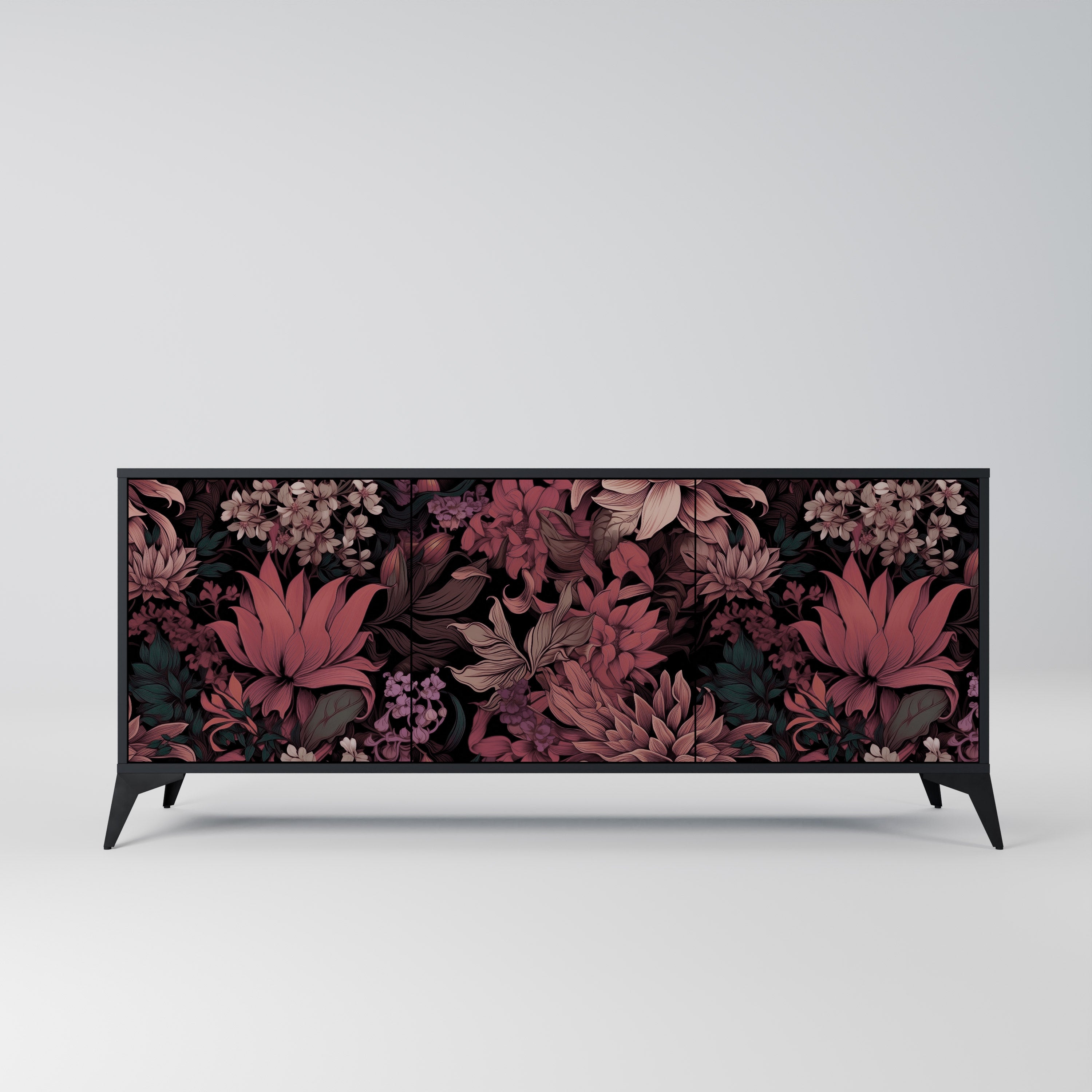 FLORAL WHISPER Komoda 3-drzwiowa korpus Czarny