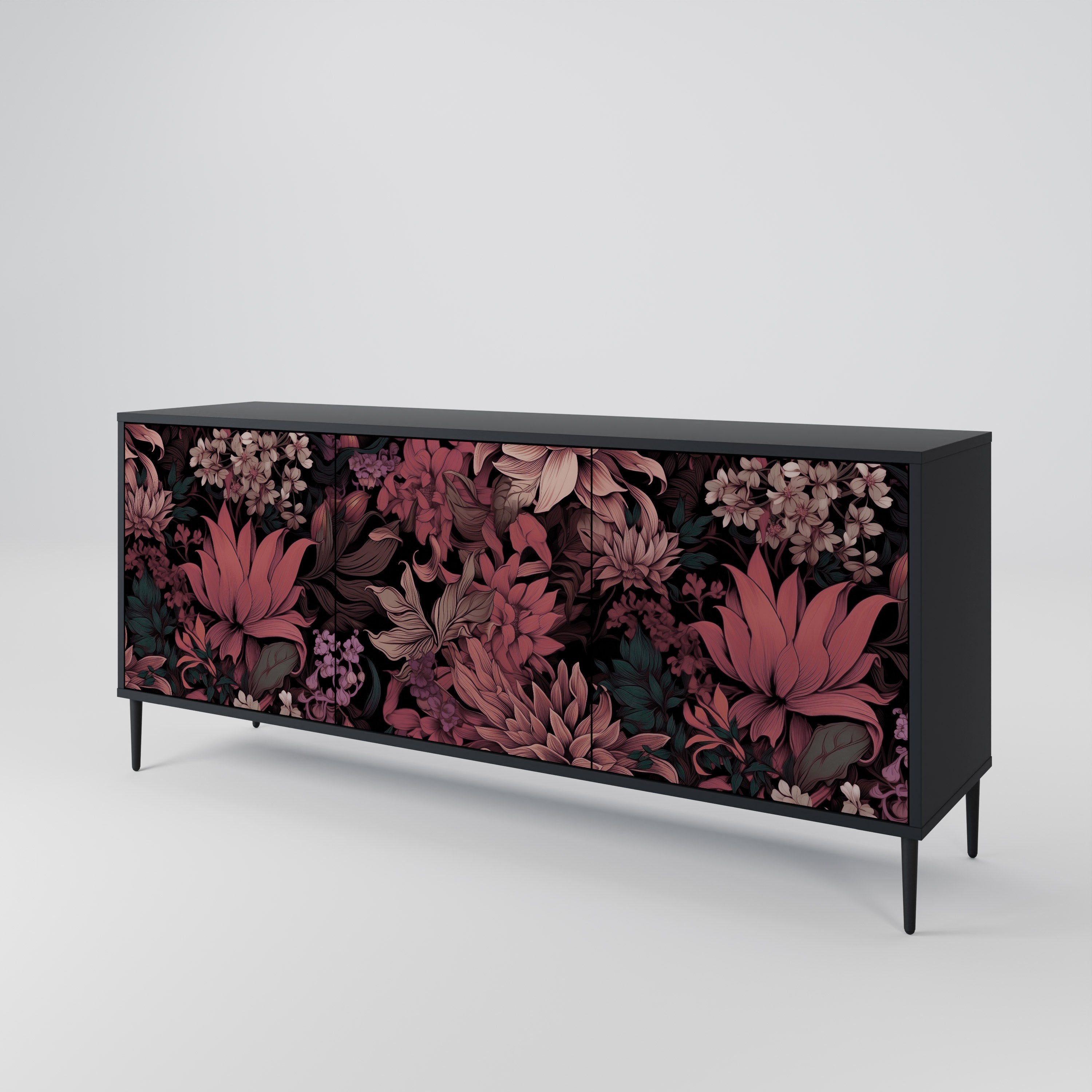 FLORAL WHISPER Komoda 3-drzwiowa korpus Czarny