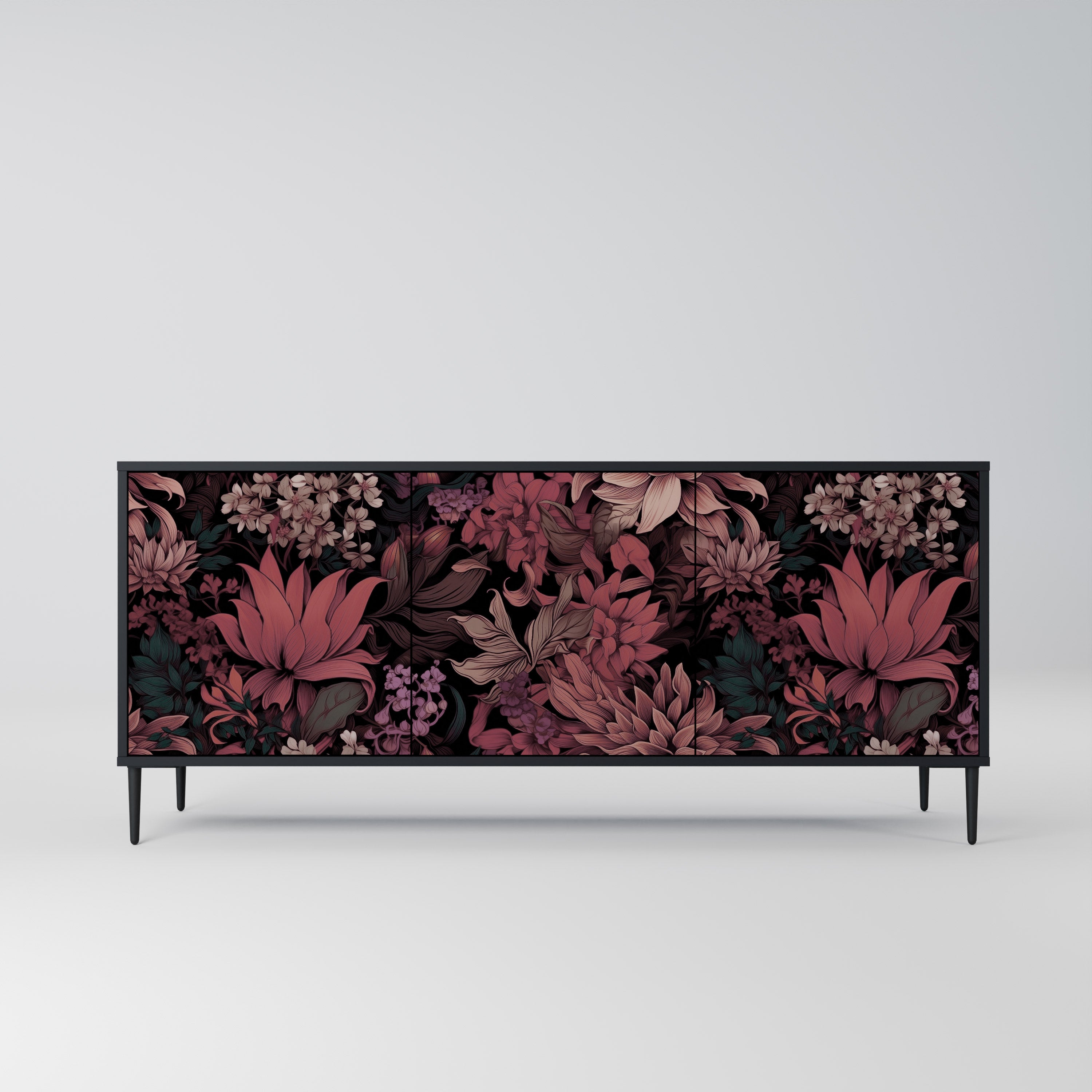FLORAL WHISPER Komoda 3-drzwiowa korpus Czarny
