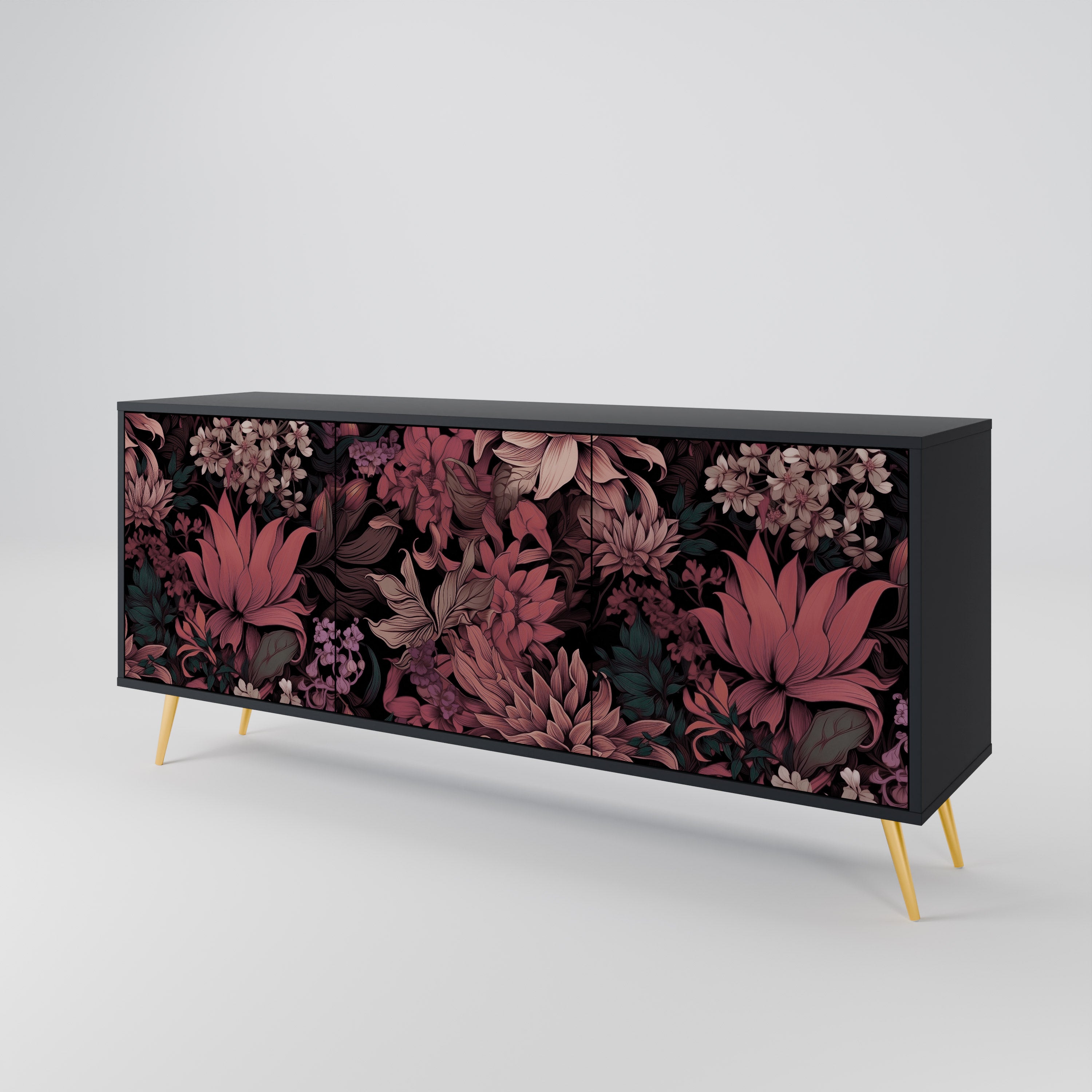 FLORAL WHISPER Komoda 3-drzwiowa korpus Czarny