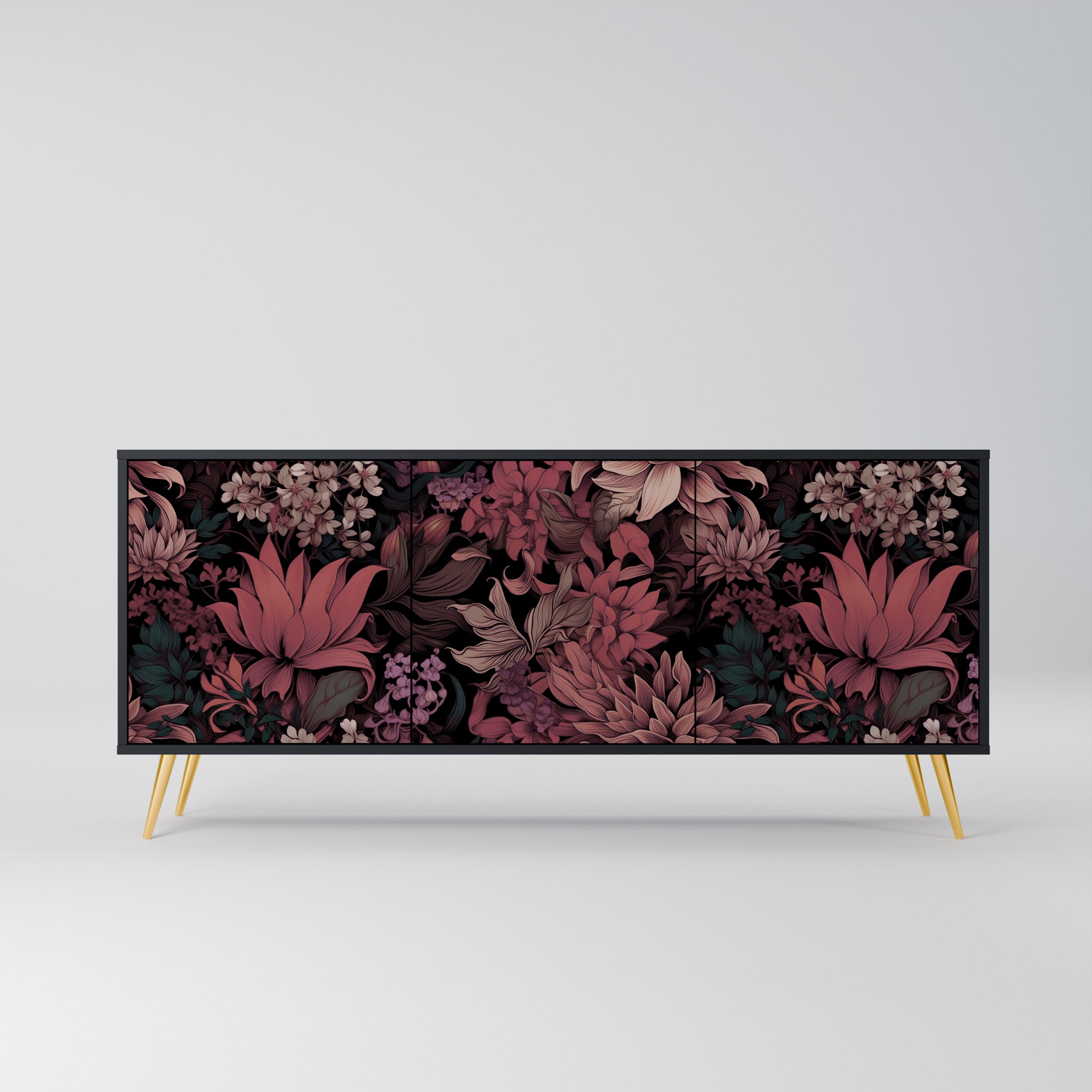 FLORAL WHISPER Komoda 3-drzwiowa korpus Czarny