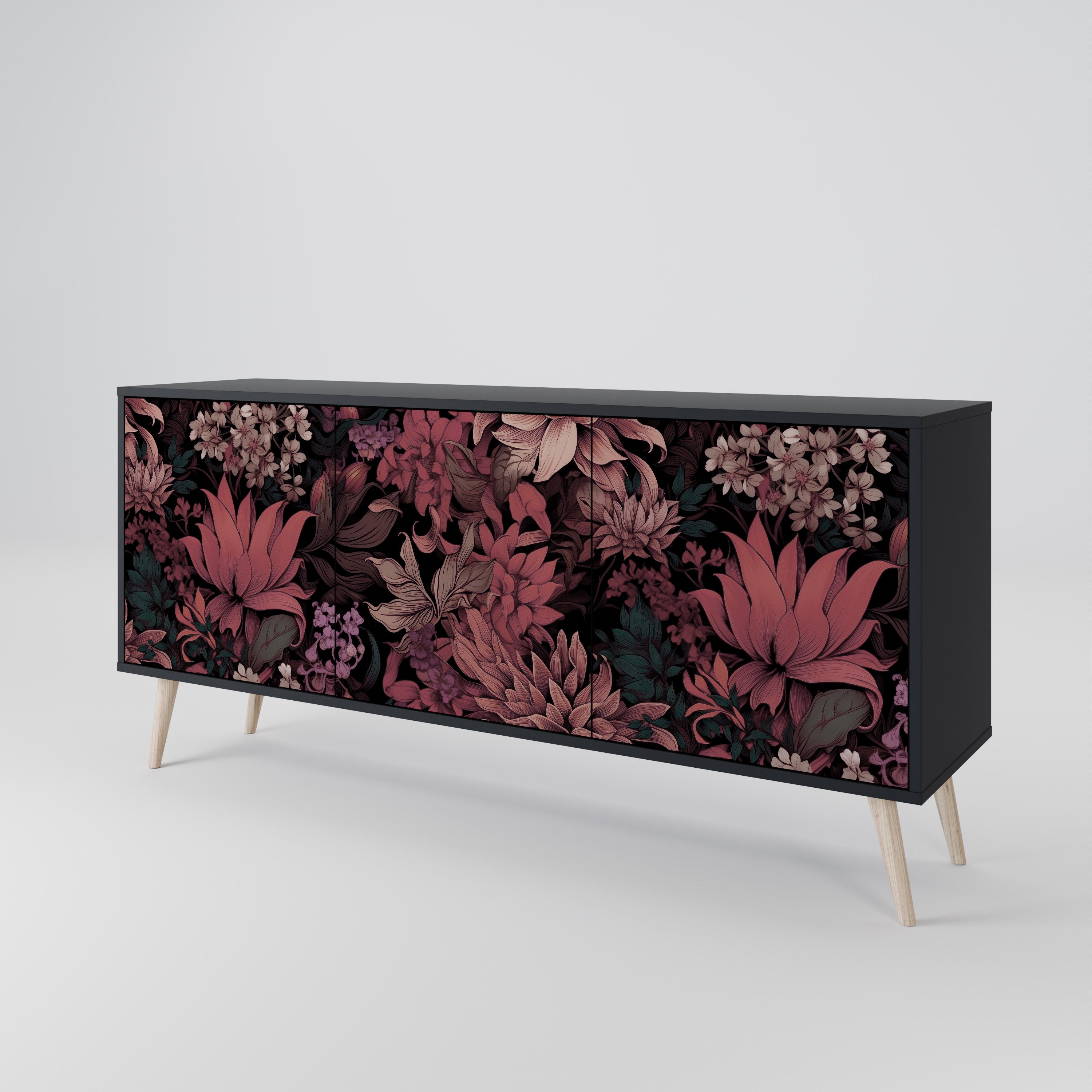 FLORAL WHISPER Komoda 3-drzwiowa korpus Czarny