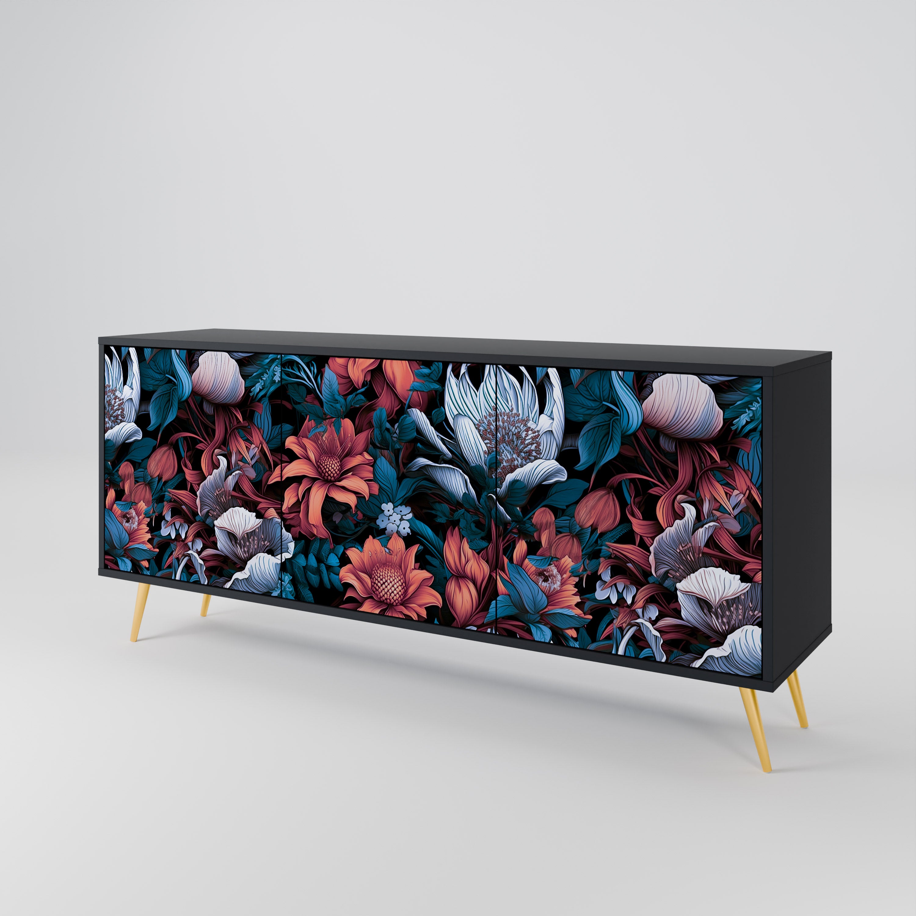 ETHEREAL BLOSSOMS Komoda 3-drzwiowa korpus Czarny
