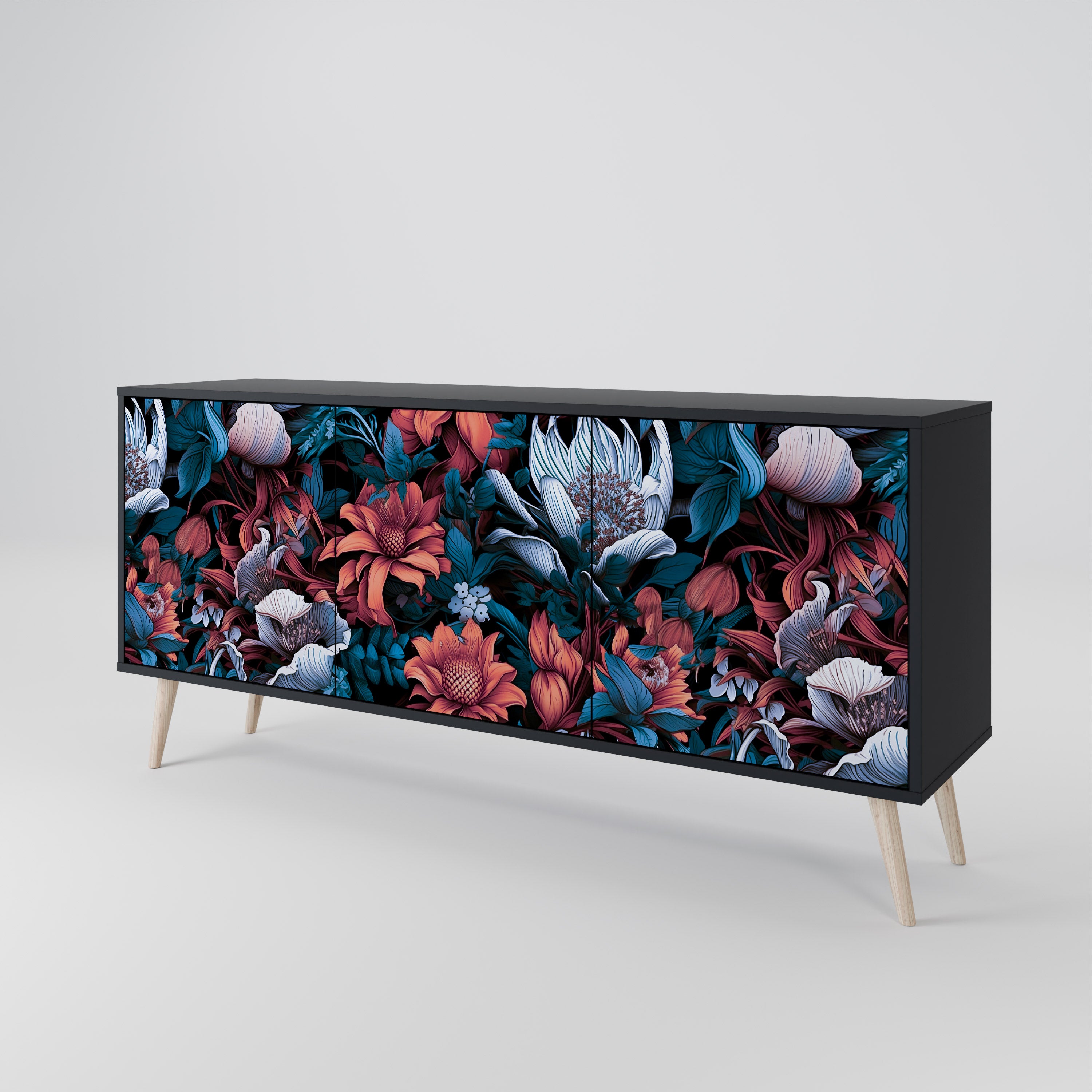 ETHEREAL BLOSSOMS Komoda 3-drzwiowa korpus Czarny