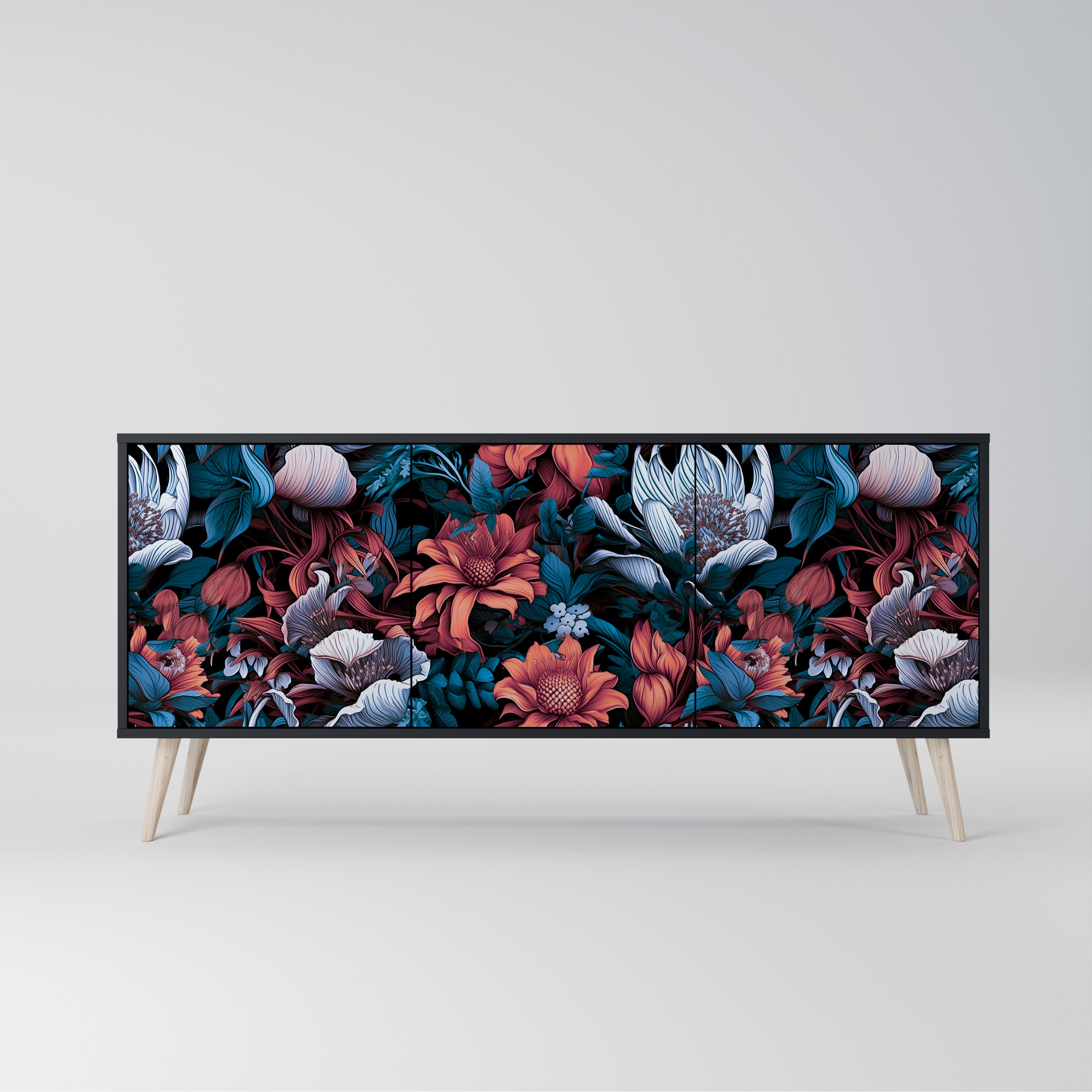 ETHEREAL BLOSSOMS Komoda 3-drzwiowa korpus Czarny