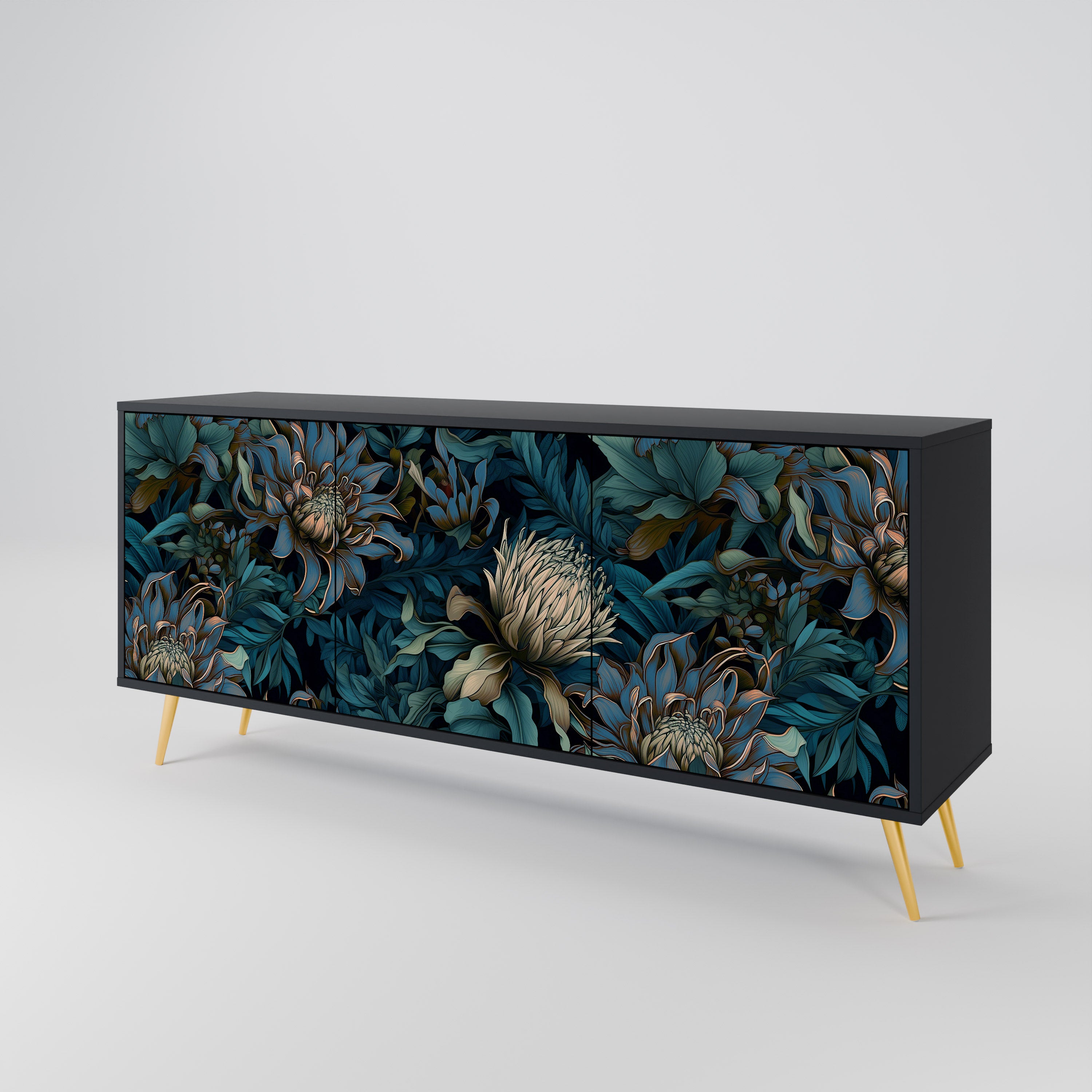 TWILIGHT BLOOM Komoda 3-drzwiowa korpus Czarny