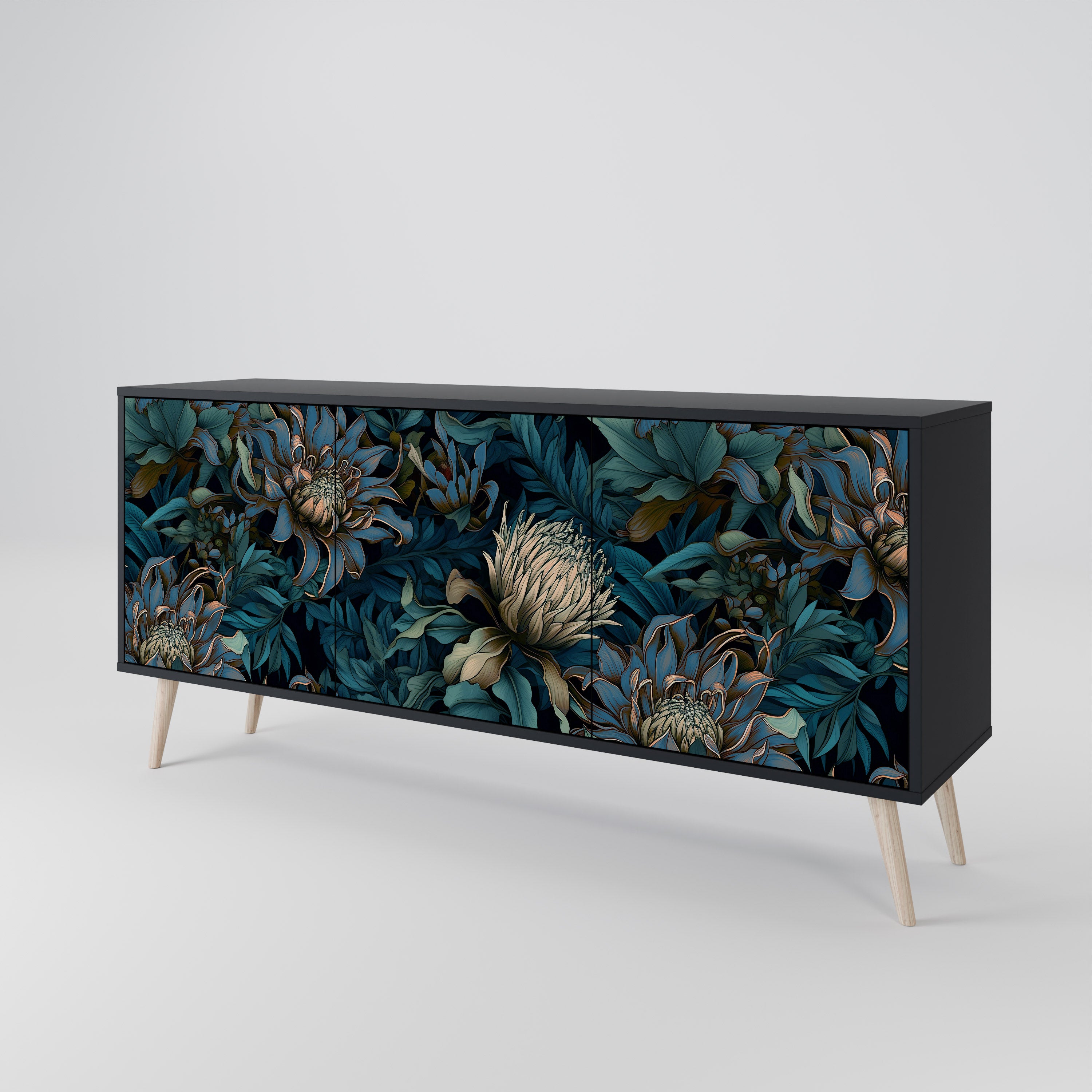 TWILIGHT BLOOM Komoda 3-drzwiowa korpus Czarny