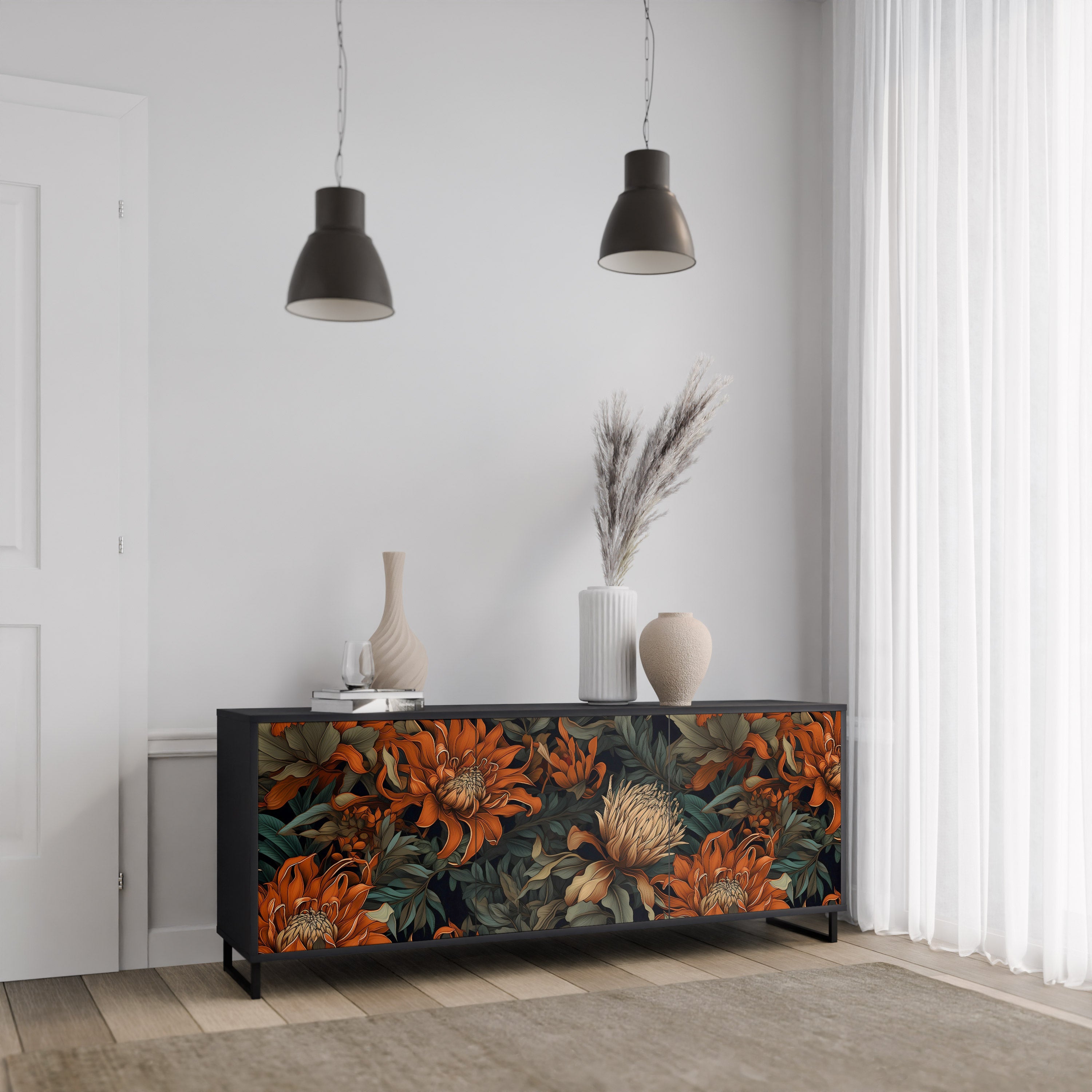 DAWN BLOOM Komoda 3-drzwiowa korpus Czarny
