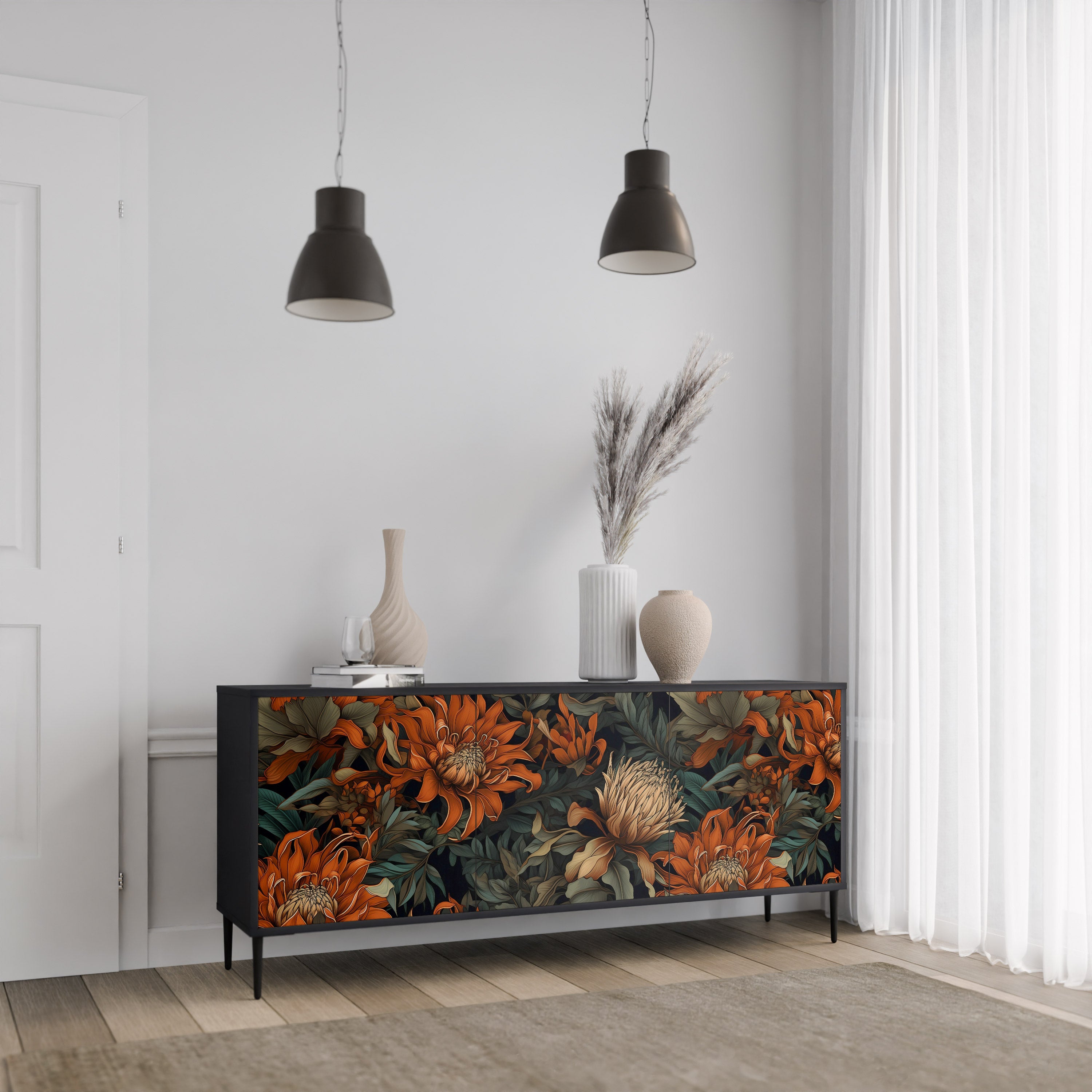DAWN BLOOM Komoda 3-drzwiowa korpus Czarny