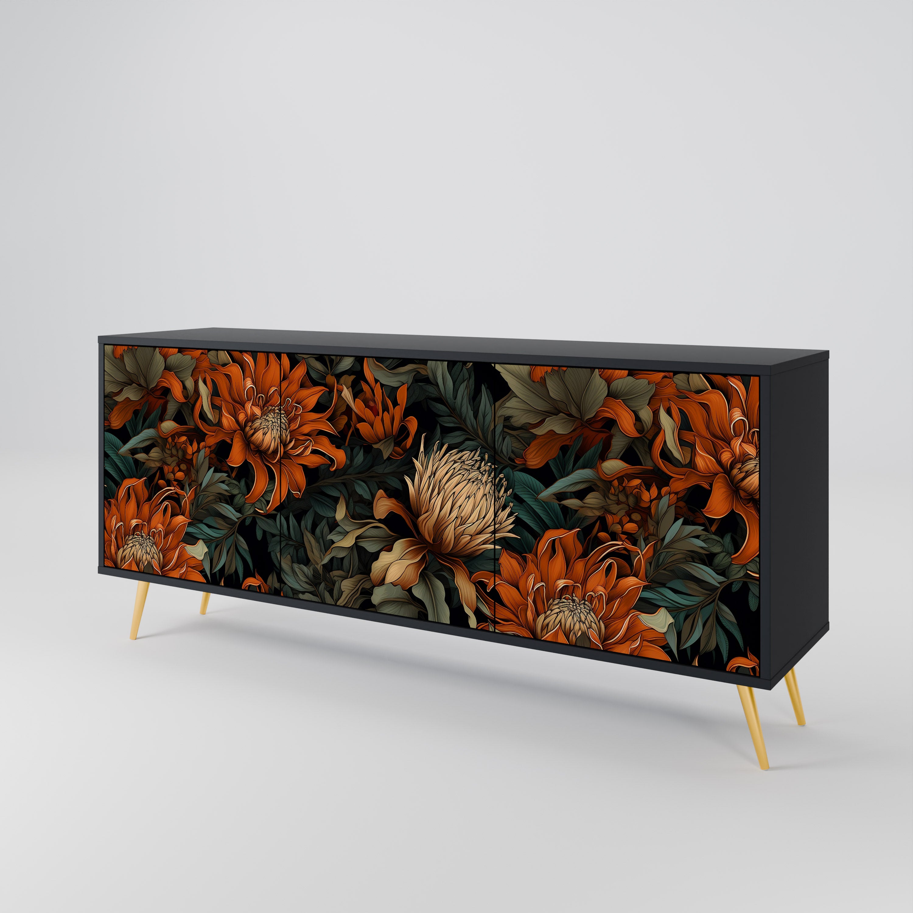 DAWN BLOOM Komoda 3-drzwiowa korpus Czarny