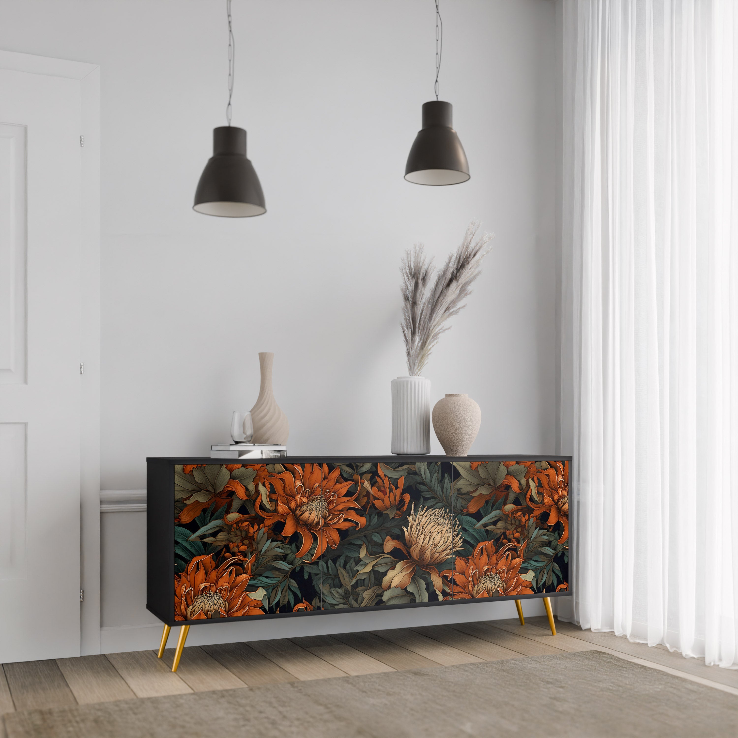 DAWN BLOOM Komoda 3-drzwiowa korpus Czarny