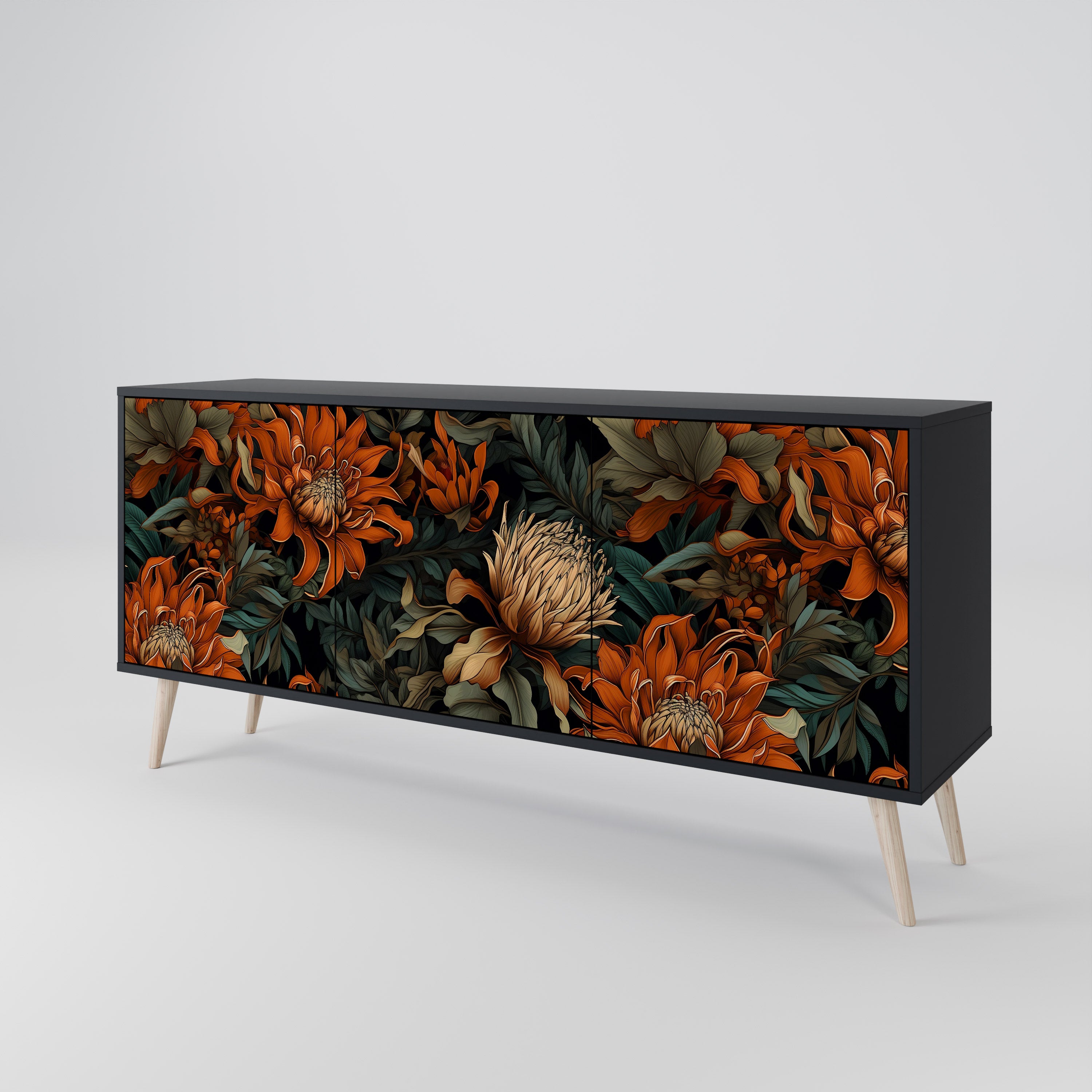 DAWN BLOOM Komoda 3-drzwiowa korpus Czarny