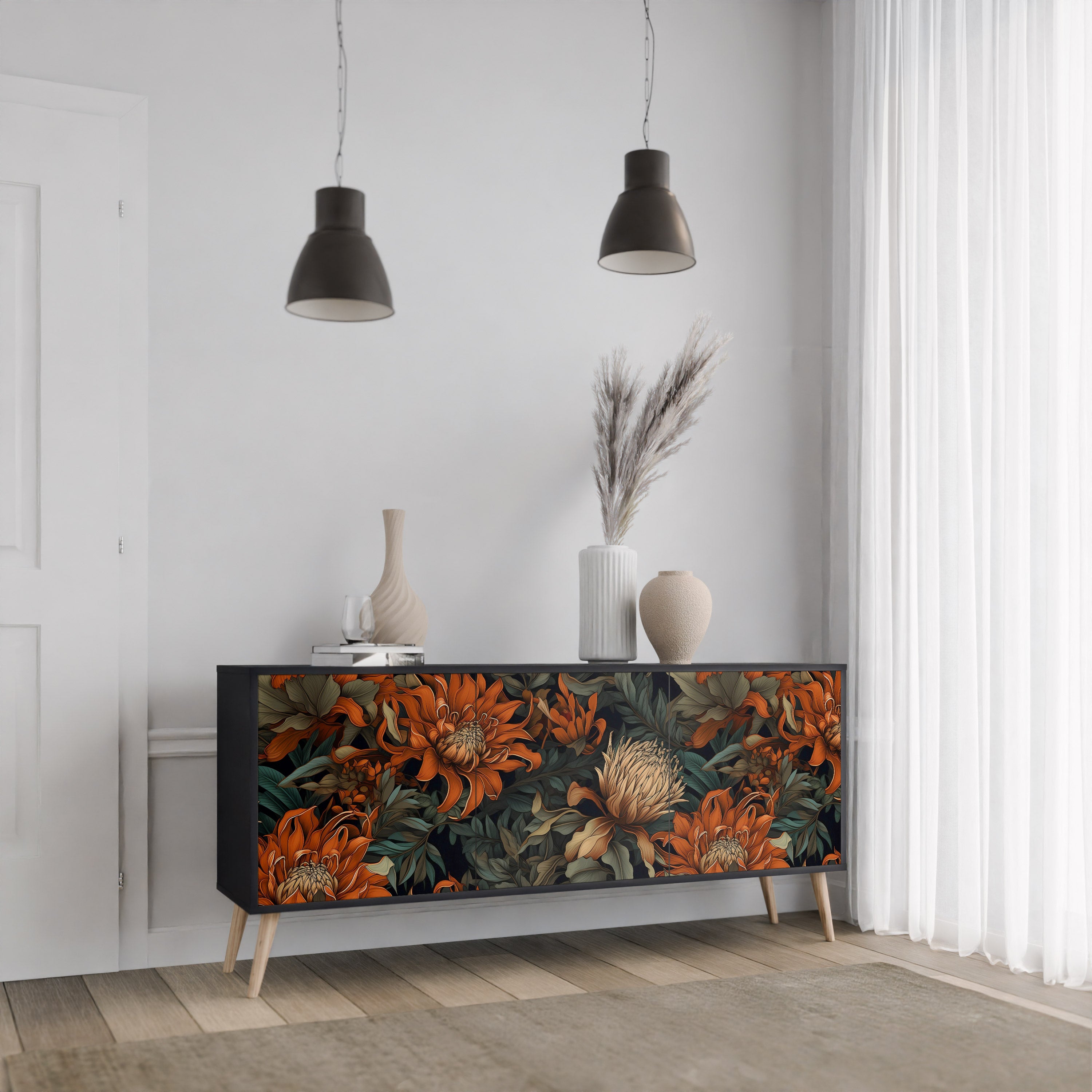 DAWN BLOOM Komoda 3-drzwiowa korpus Czarny