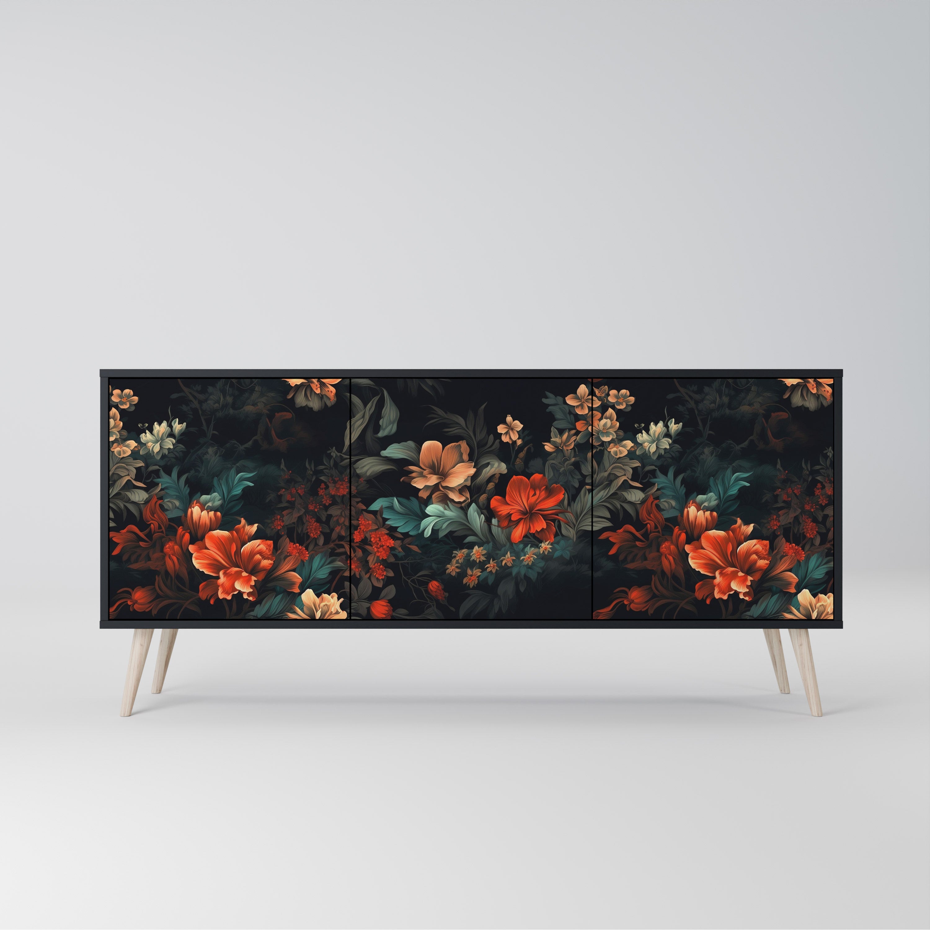 IMAGINARY BLOSSOM Komoda 3-drzwiowa korpus Czarny