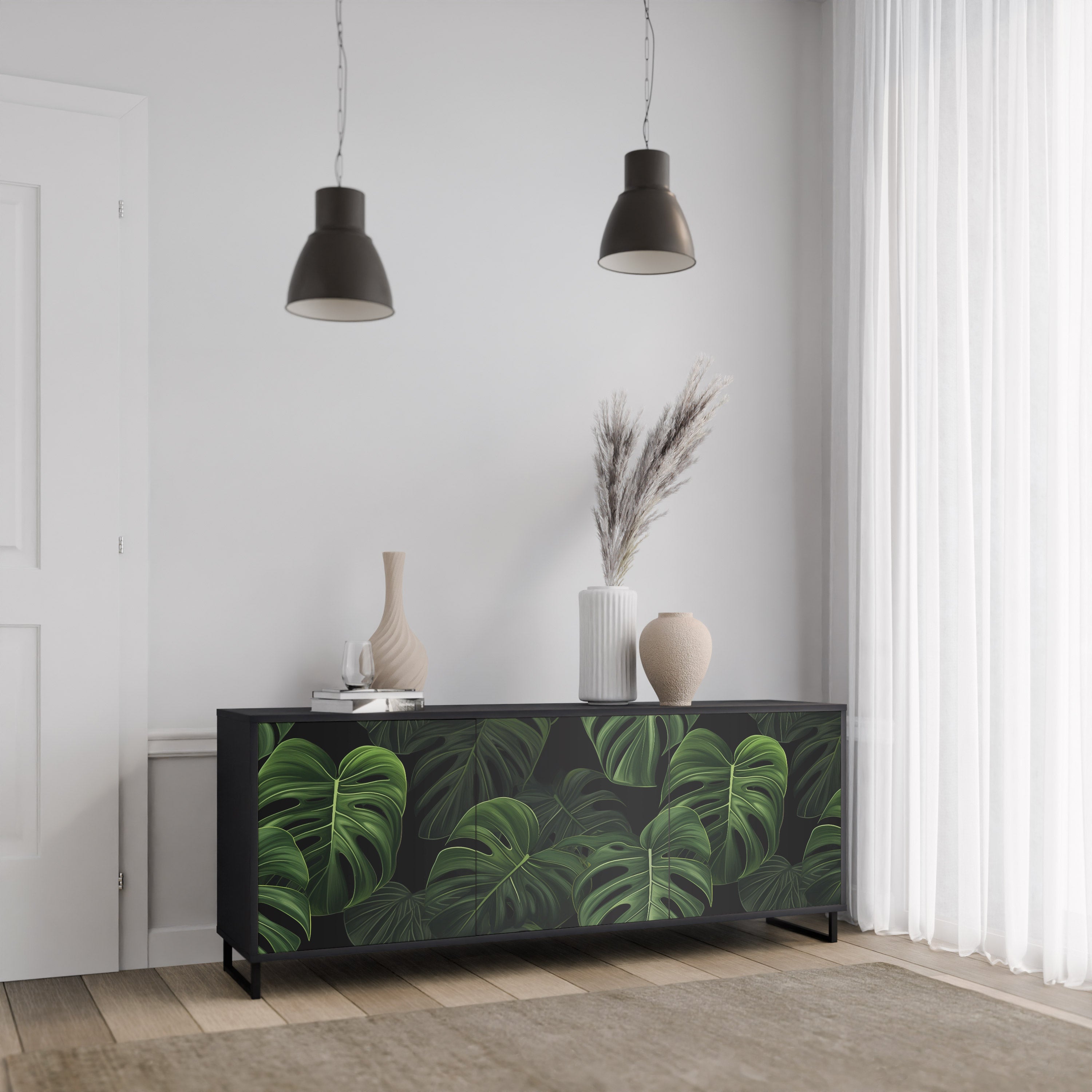 INFINITE MONSTERA Komoda 3-drzwiowa korpus Czarny