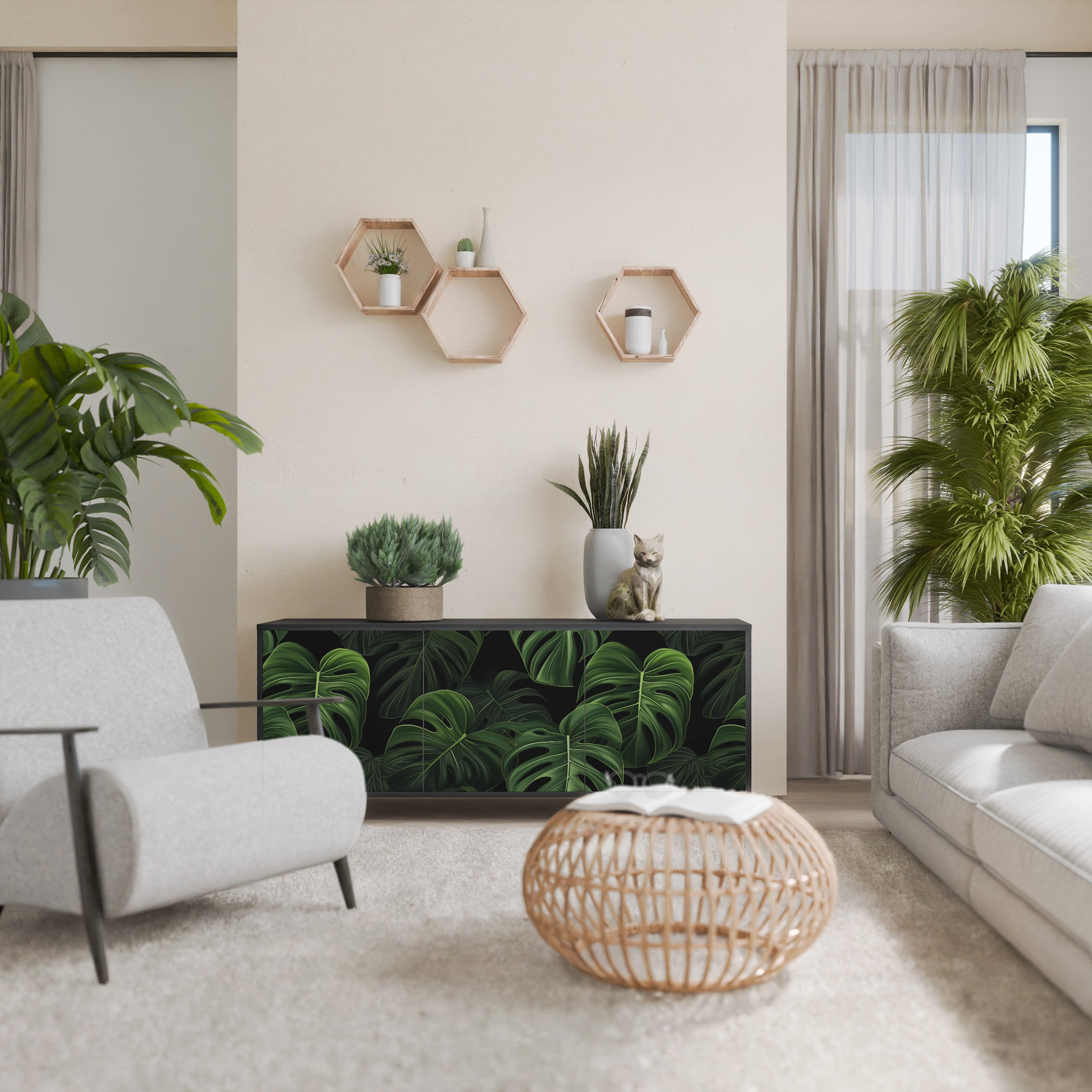 INFINITE MONSTERA Komoda 3-drzwiowa korpus Czarny