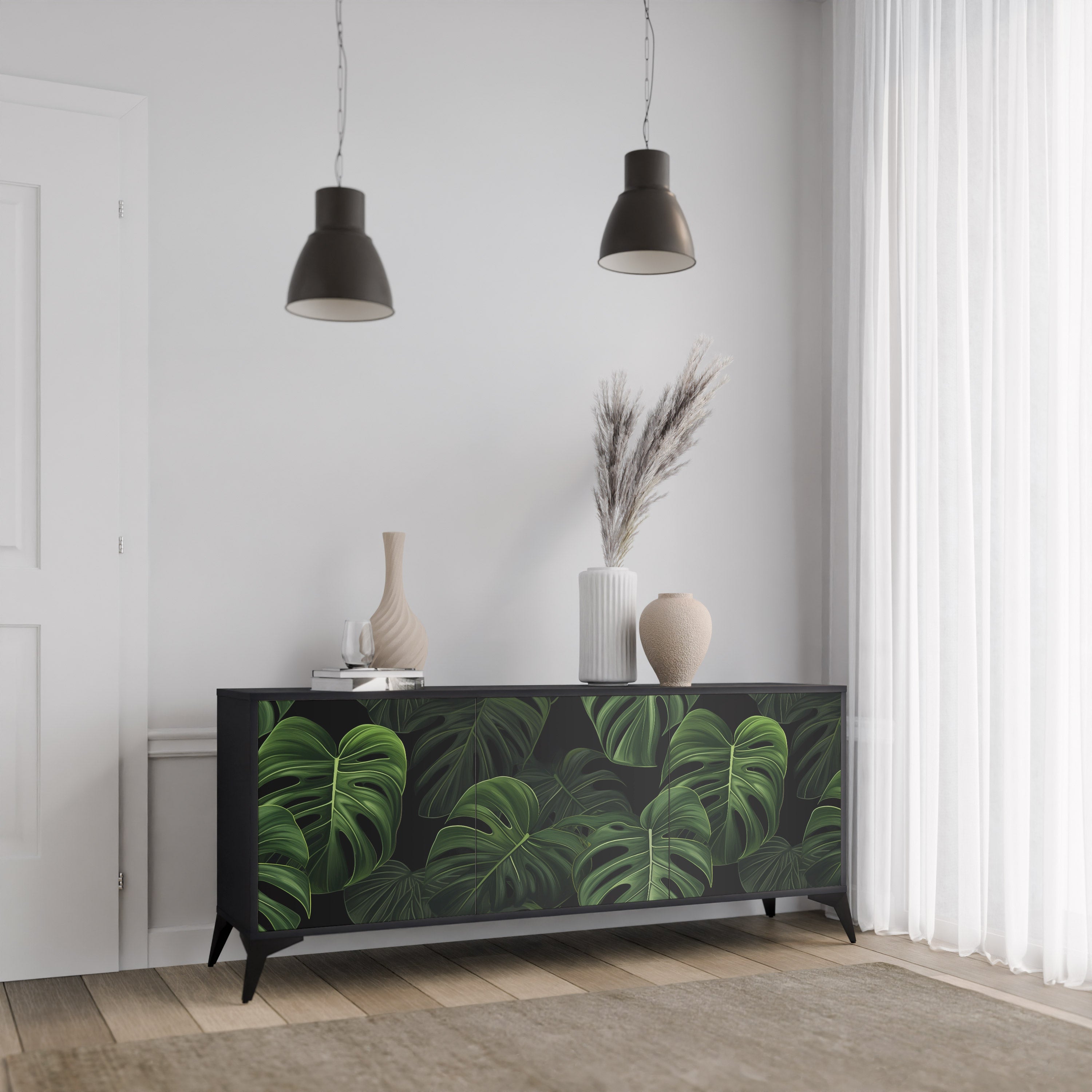 INFINITE MONSTERA Komoda 3-drzwiowa korpus Czarny