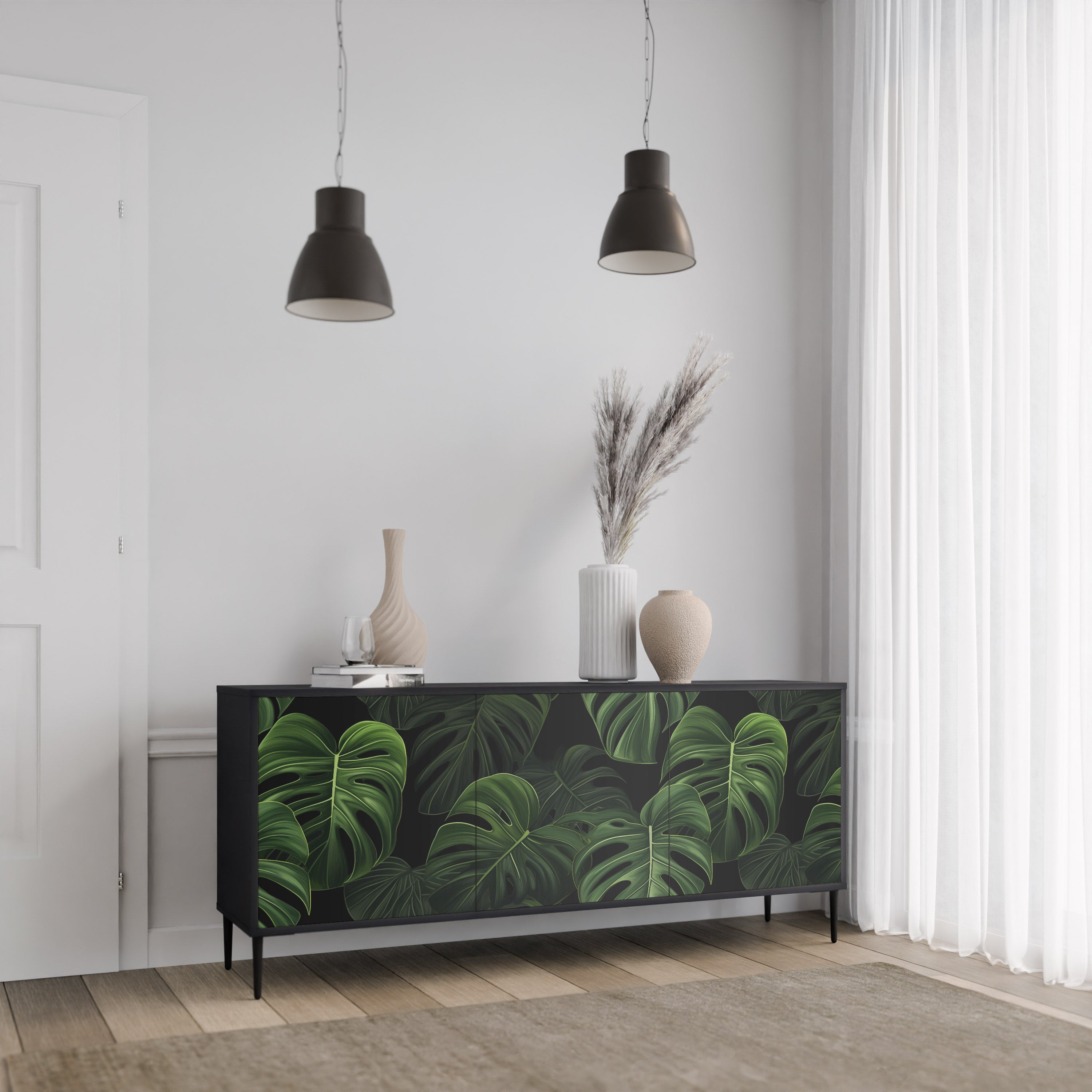INFINITE MONSTERA Komoda 3-drzwiowa korpus Czarny
