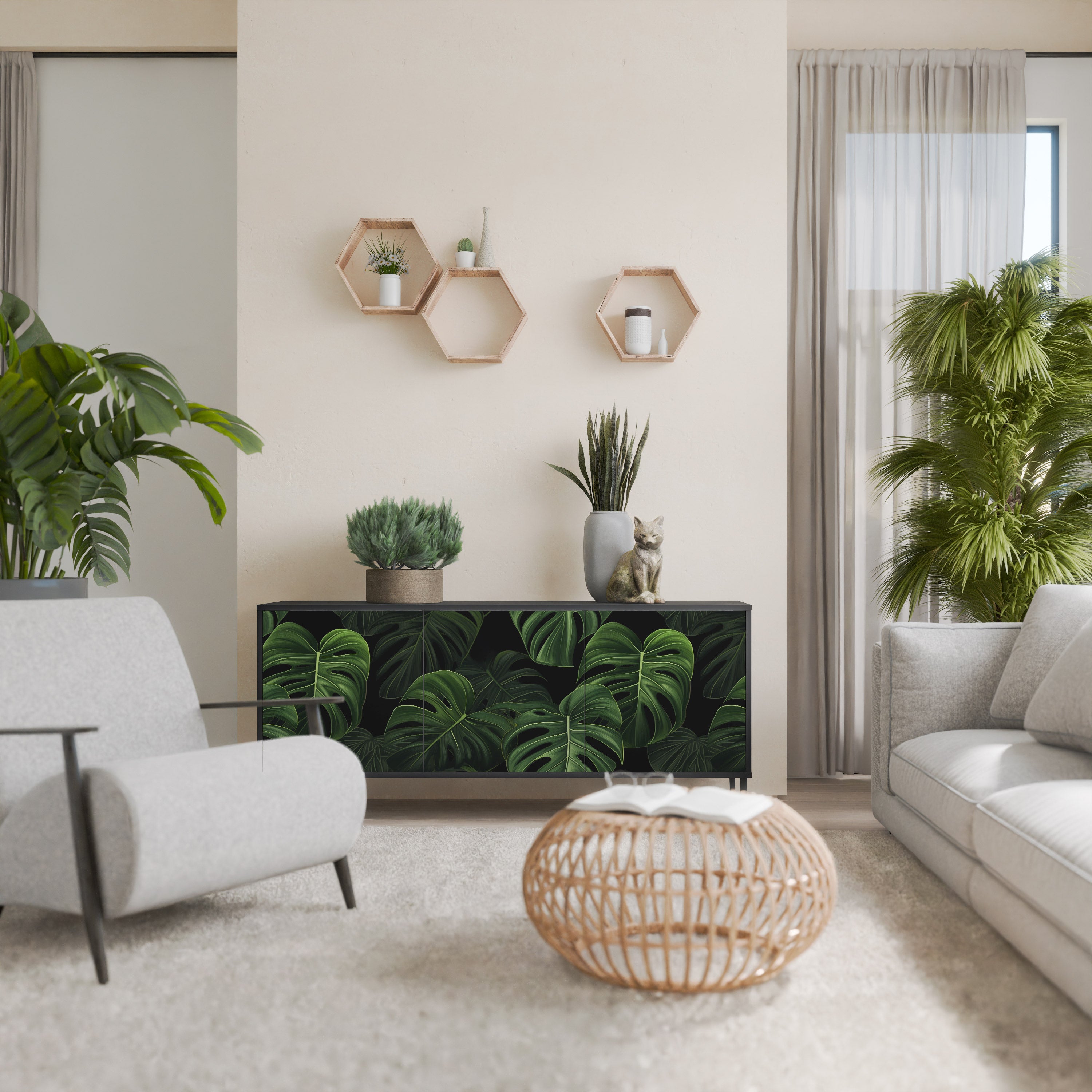 INFINITE MONSTERA Komoda 3-drzwiowa korpus Czarny