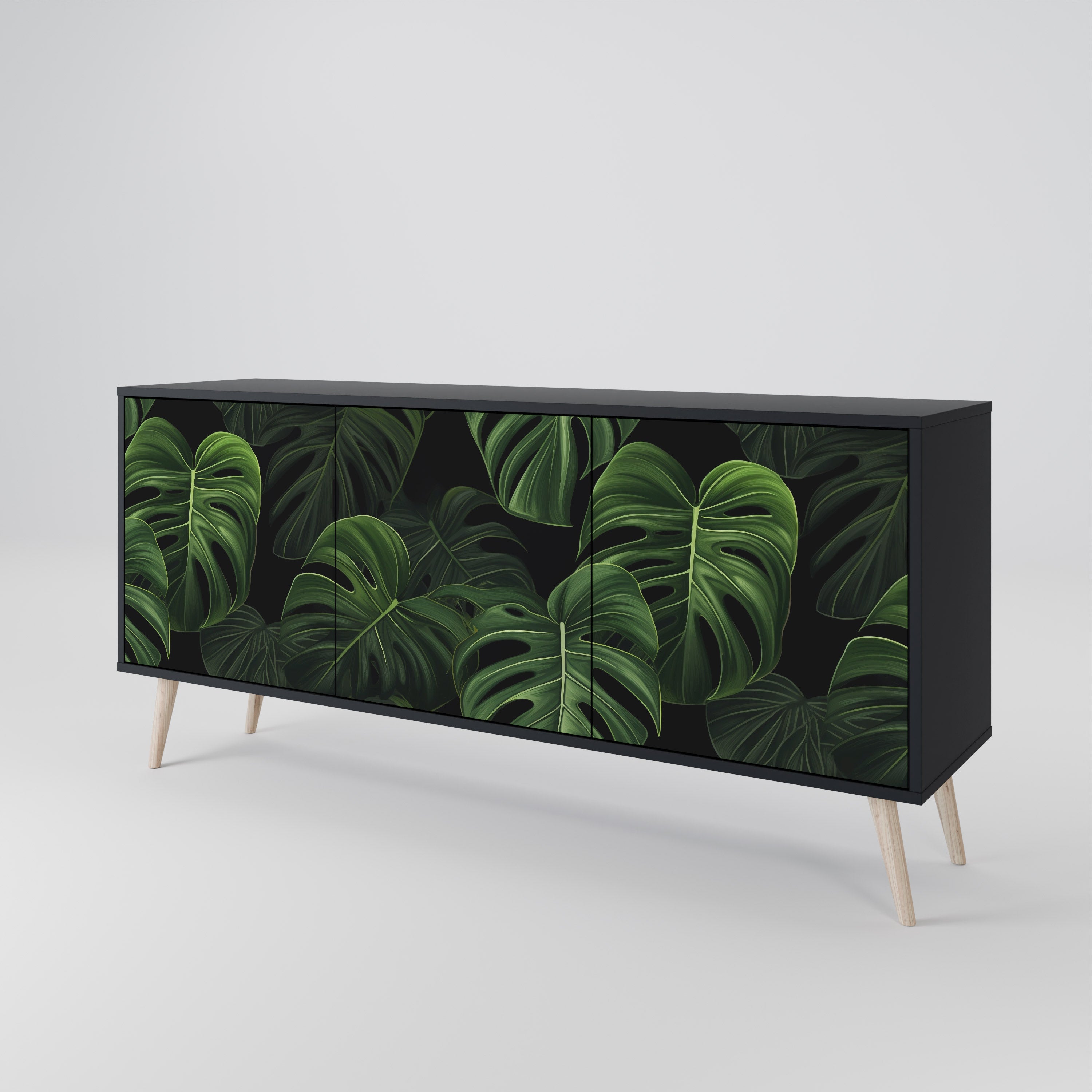 INFINITE MONSTERA Komoda 3-drzwiowa korpus Czarny