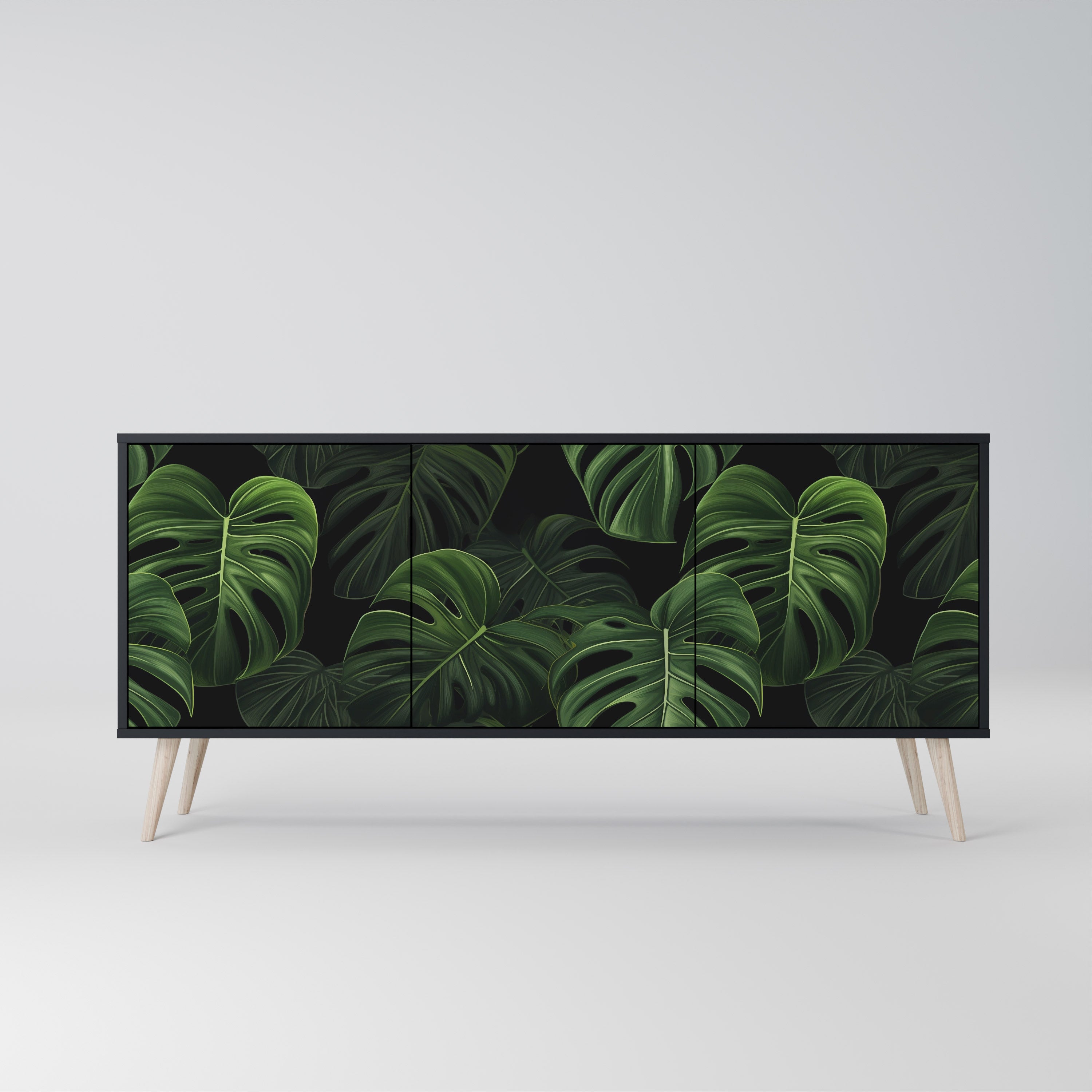 INFINITE MONSTERA Komoda 3-drzwiowa korpus Czarny