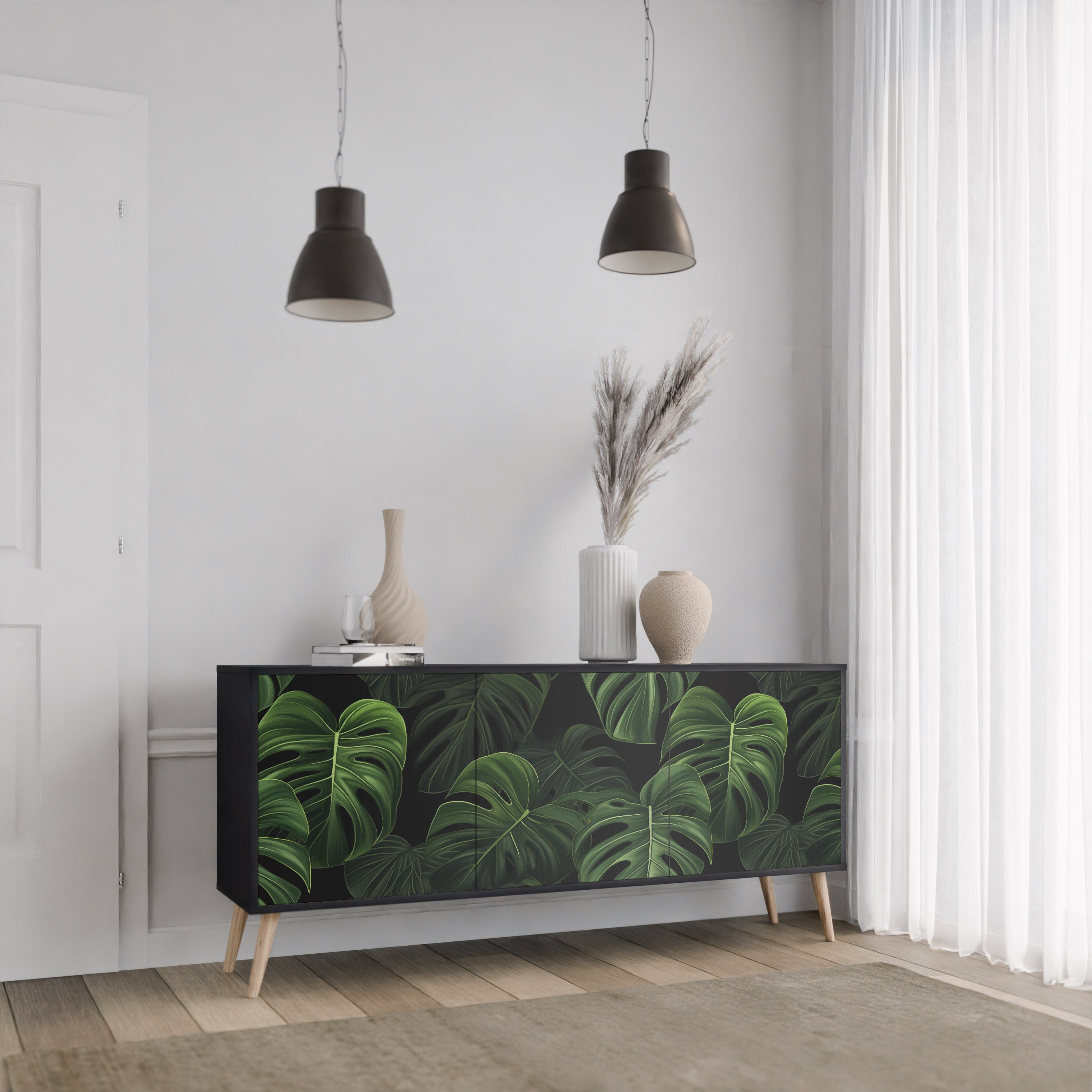 INFINITE MONSTERA Komoda 3-drzwiowa korpus Czarny