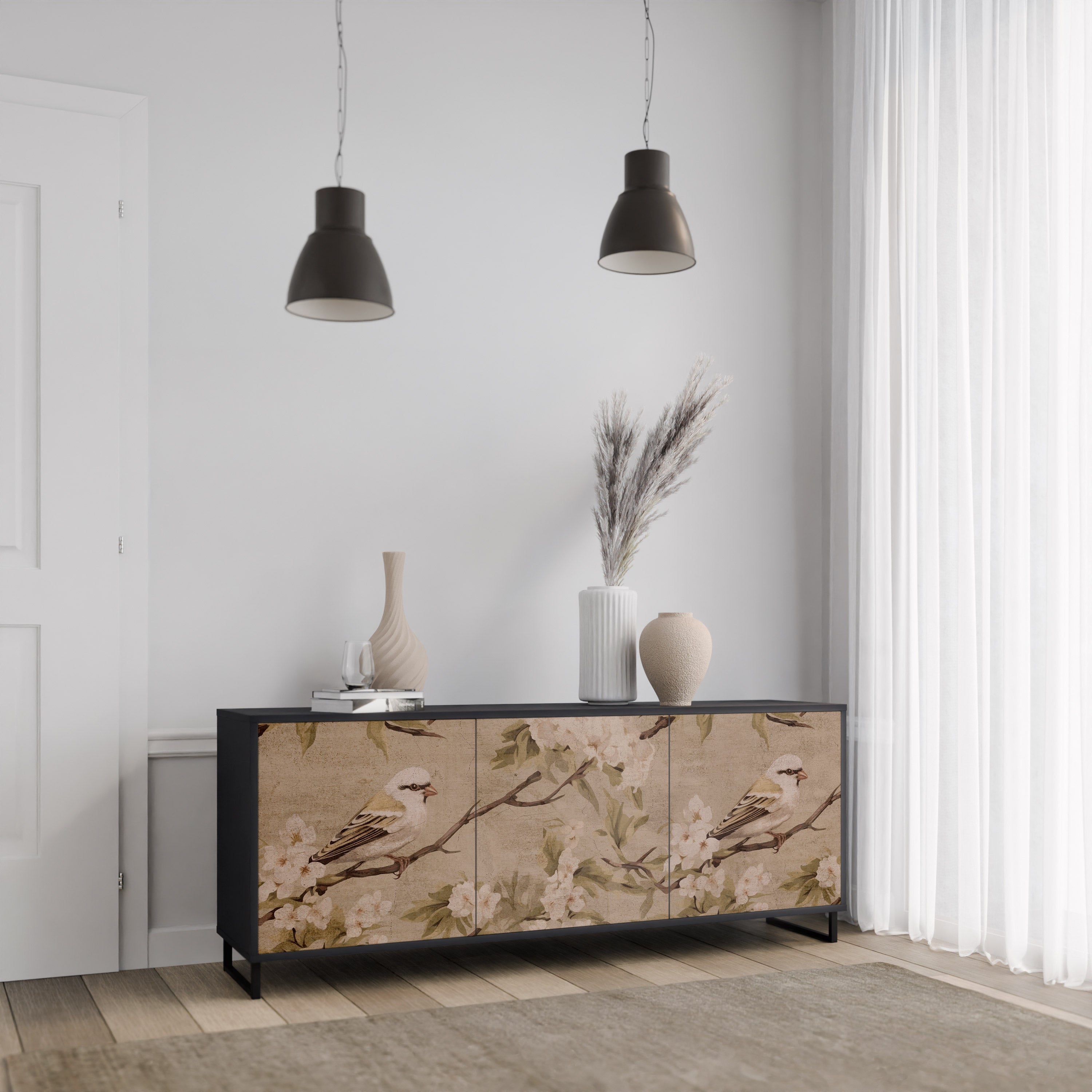 PETAL DISTINGUISH Komoda 3-drzwiowa korpus Czarny