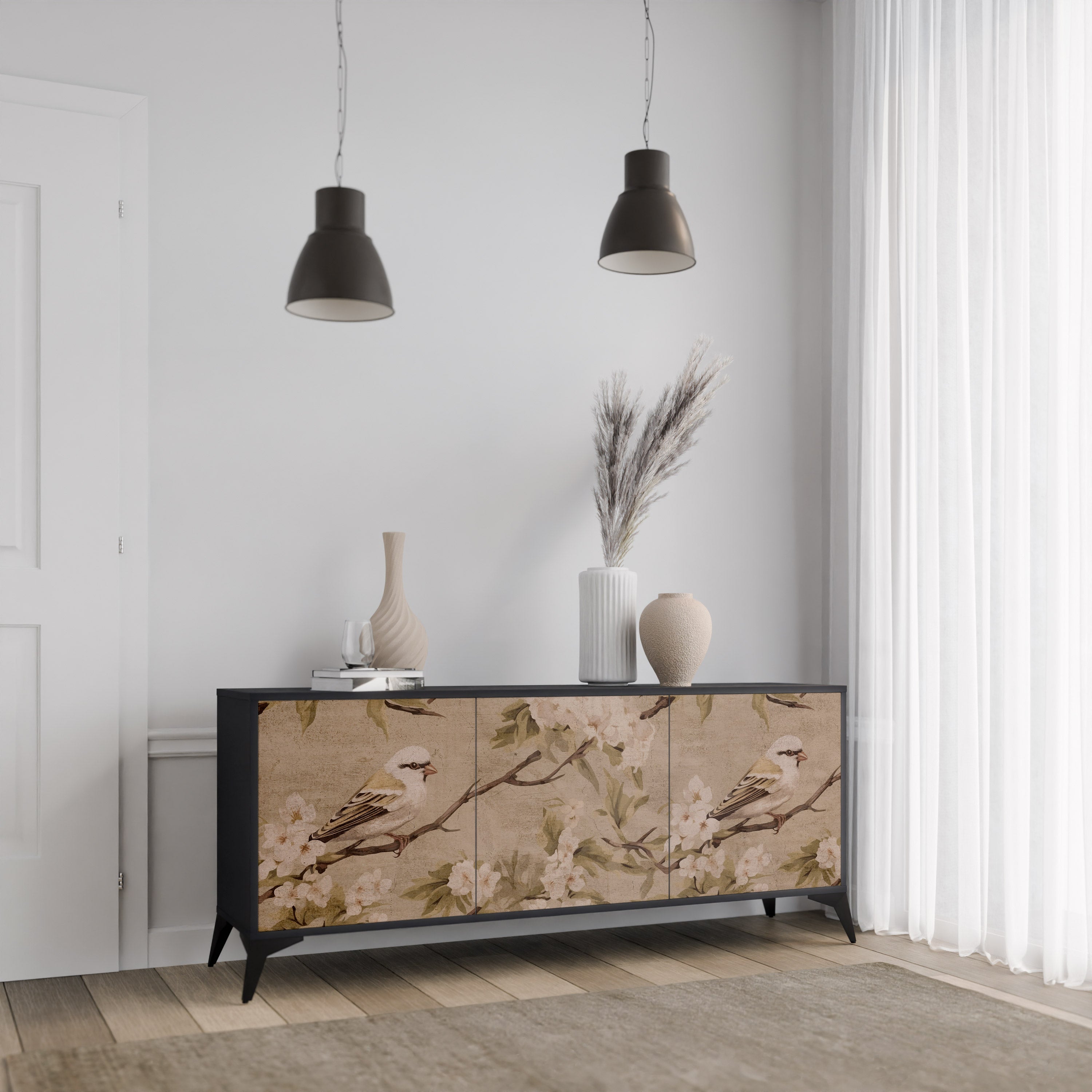 PETAL DISTINGUISH Komoda 3-drzwiowa korpus Czarny