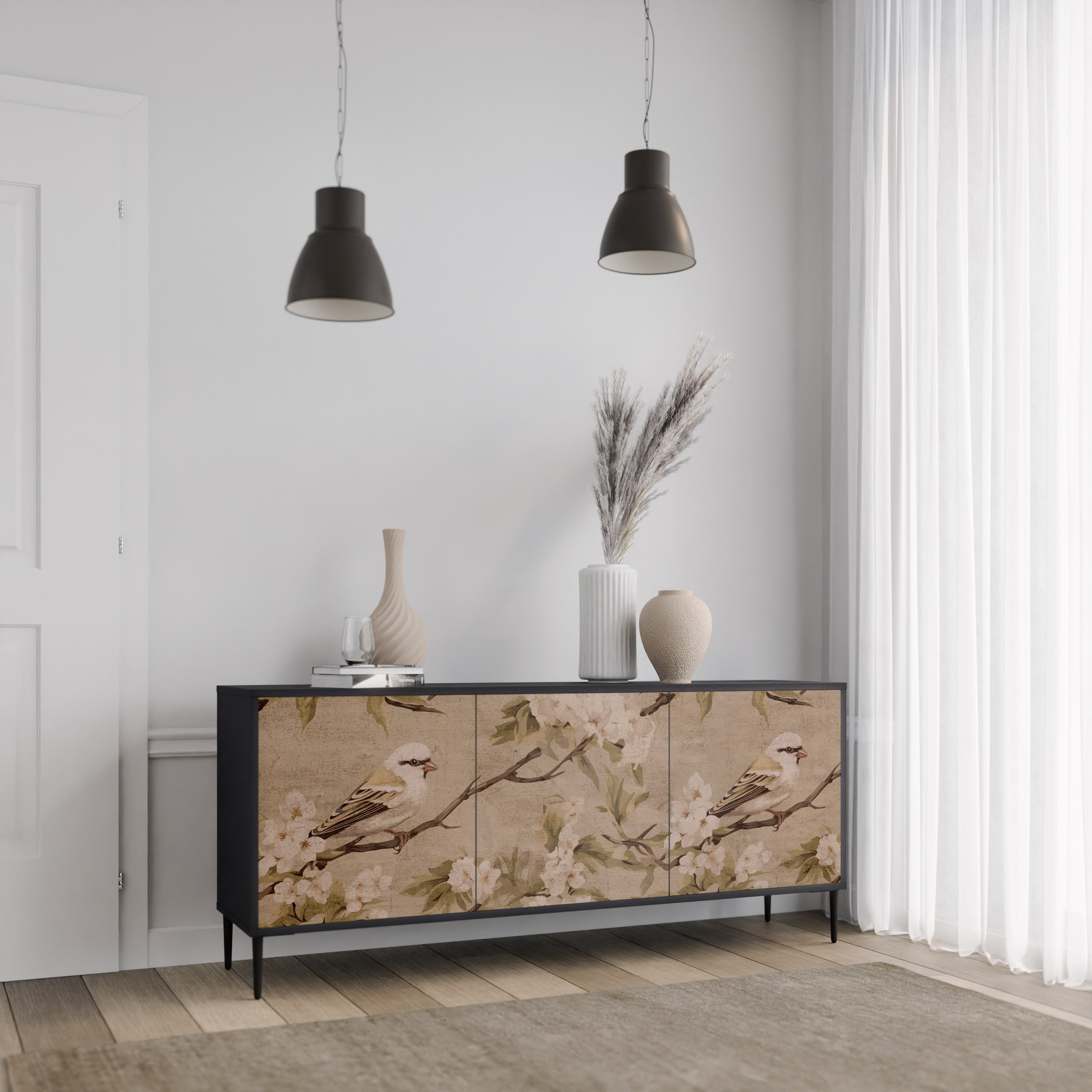 PETAL DISTINGUISH Komoda 3-drzwiowa korpus Czarny