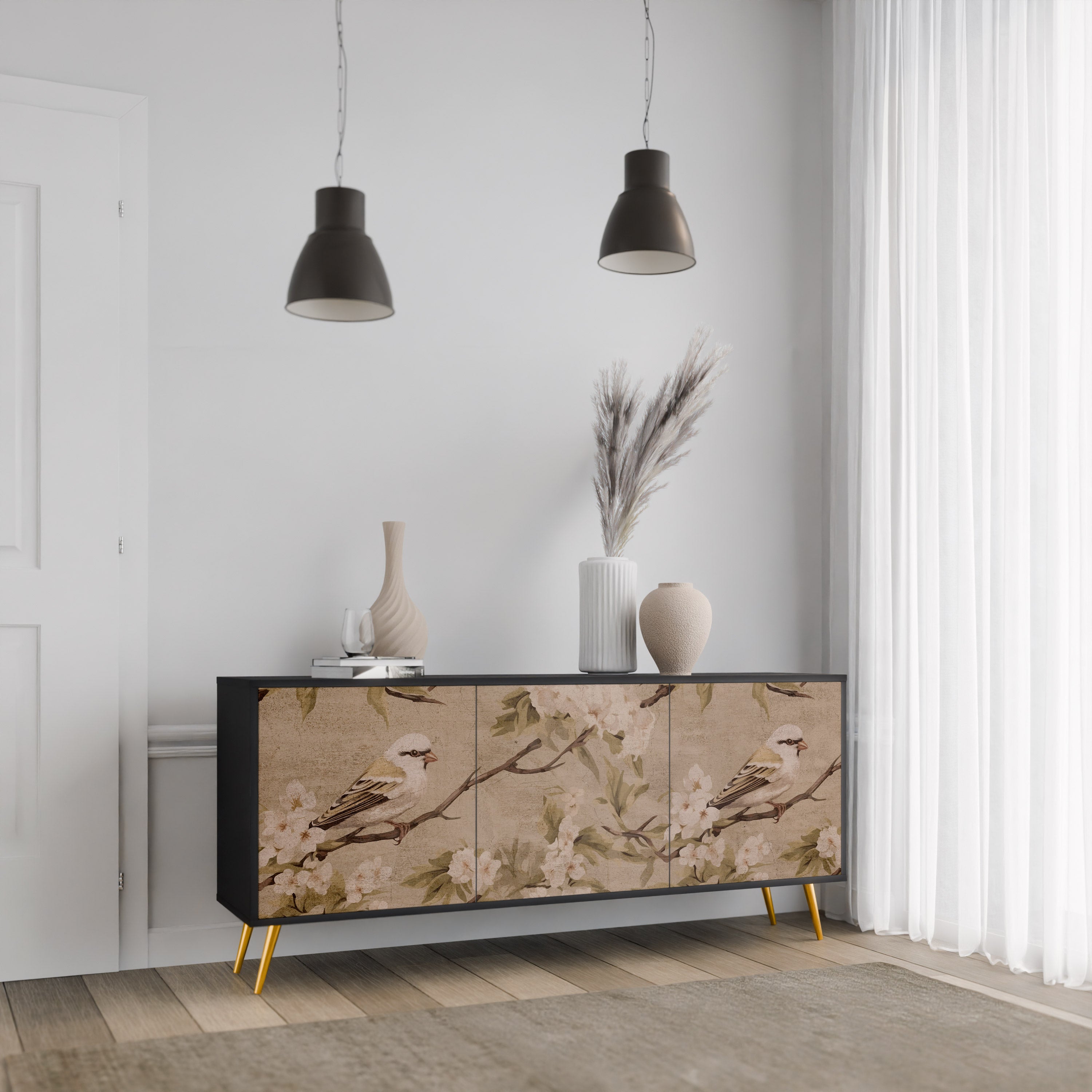 PETAL DISTINGUISH Komoda 3-drzwiowa korpus Czarny