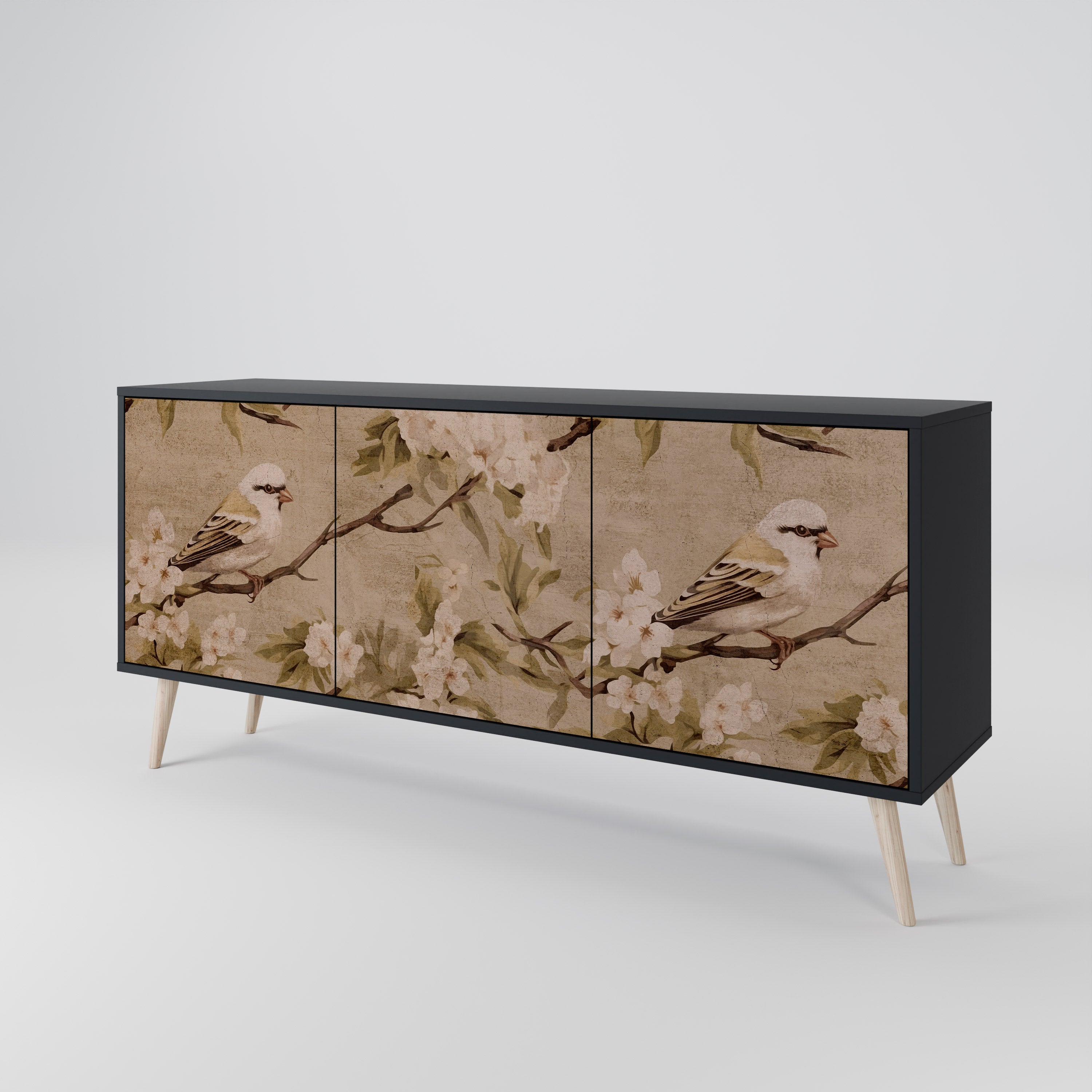 PETAL DISTINGUISH Komoda 3-drzwiowa korpus Czarny