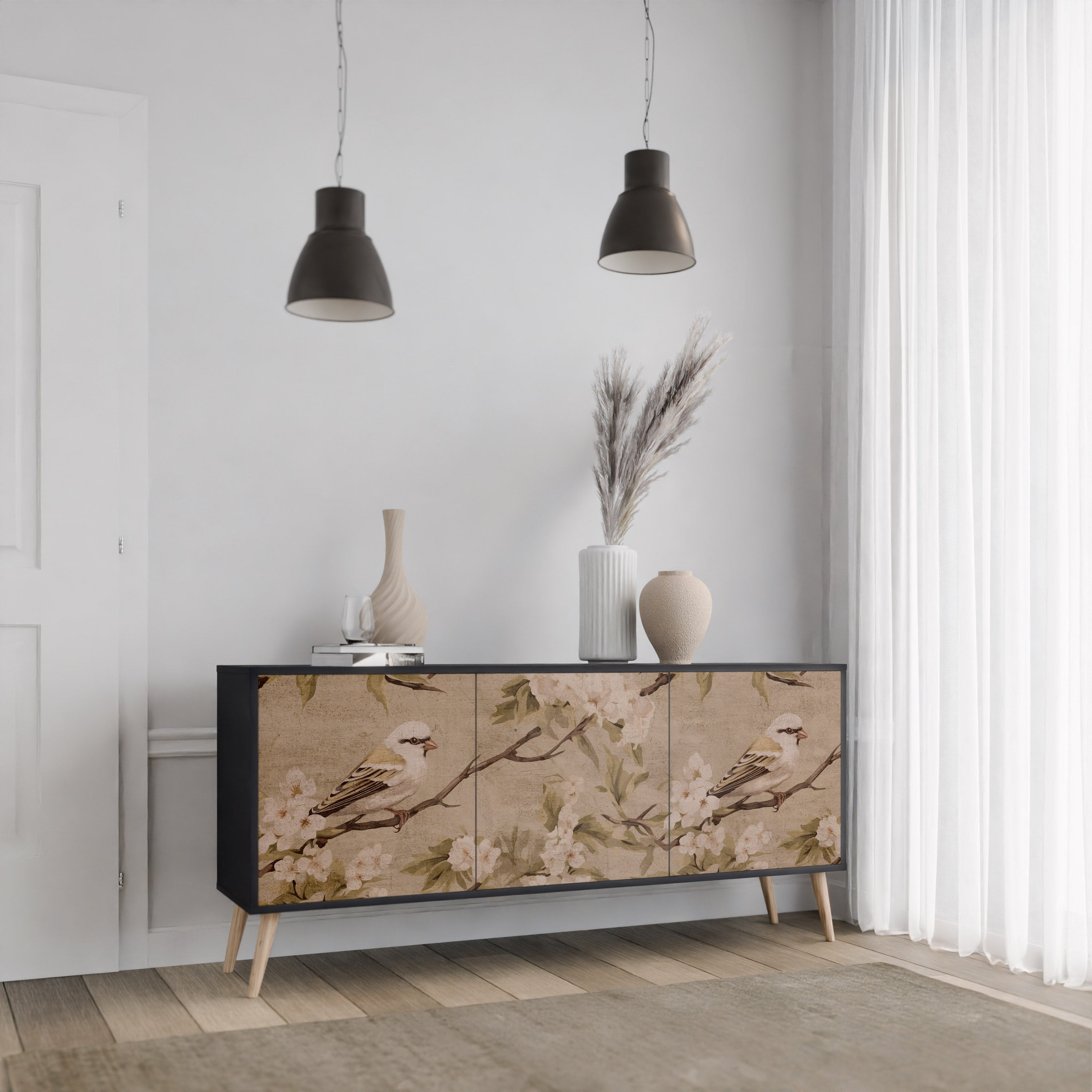 PETAL DISTINGUISH Komoda 3-drzwiowa korpus Czarny