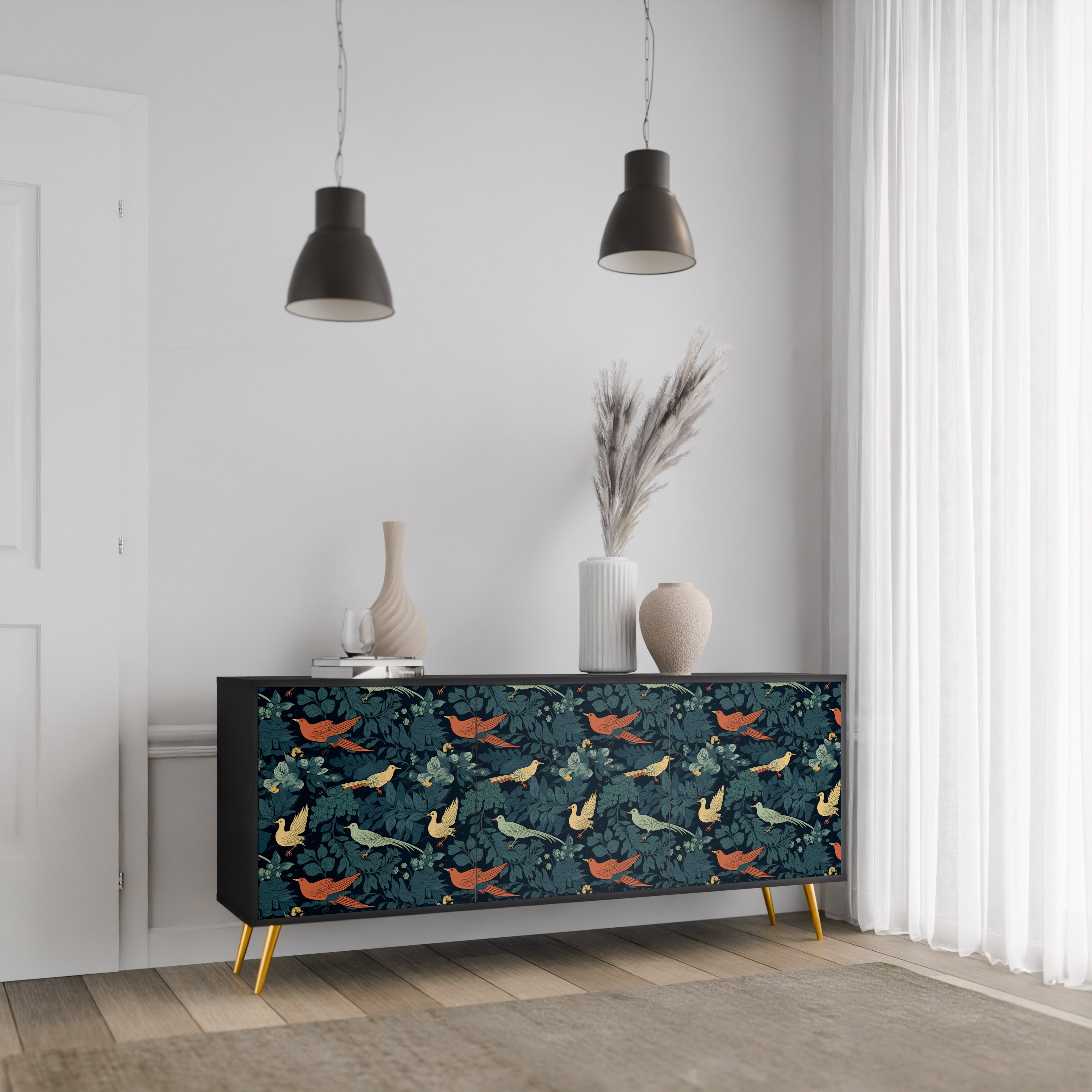 FOWL ORNAMENT Komoda 3-drzwiowa korpus Czarny