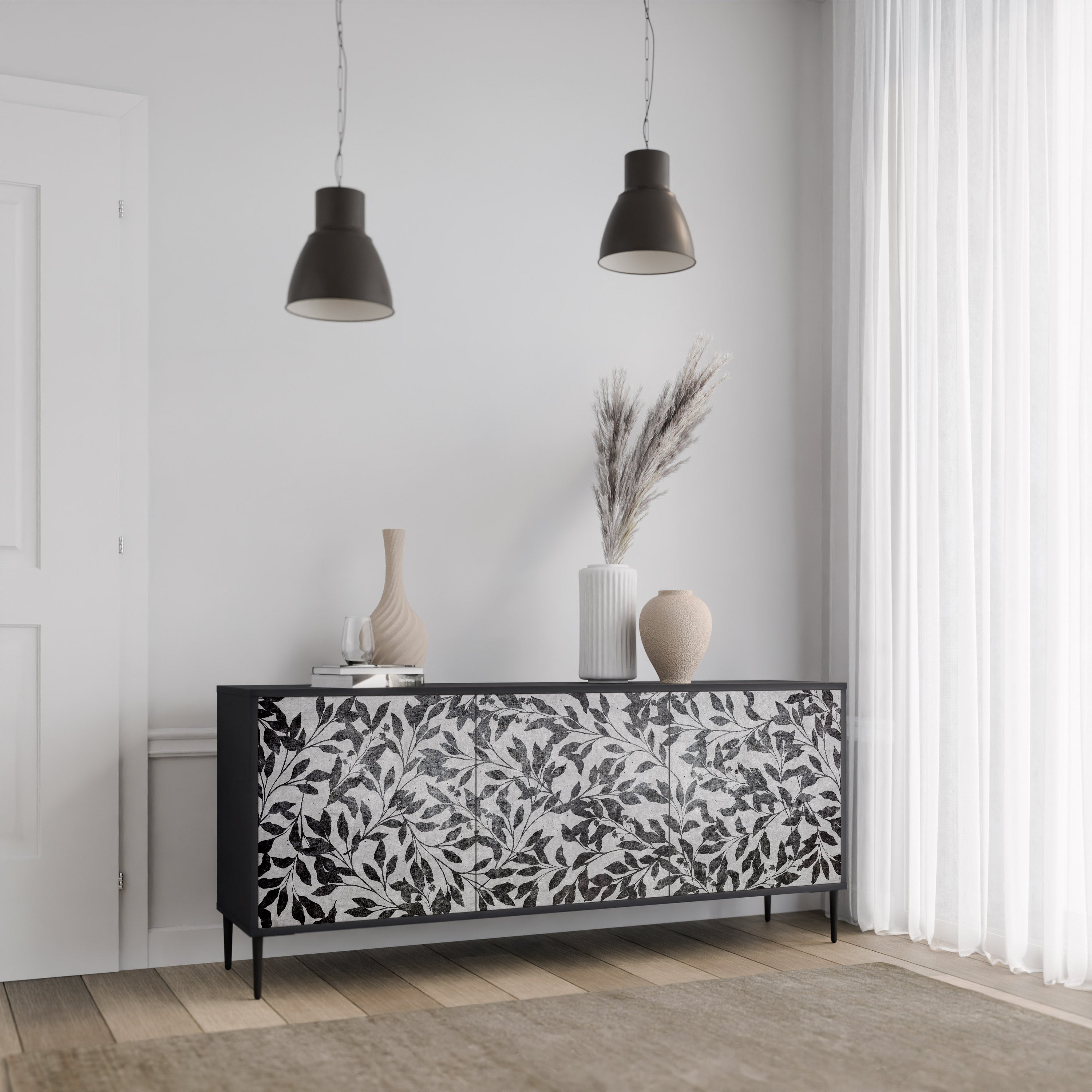 CHARCOAL SPROUT Komoda 3-drzwiowa korpus Czarny