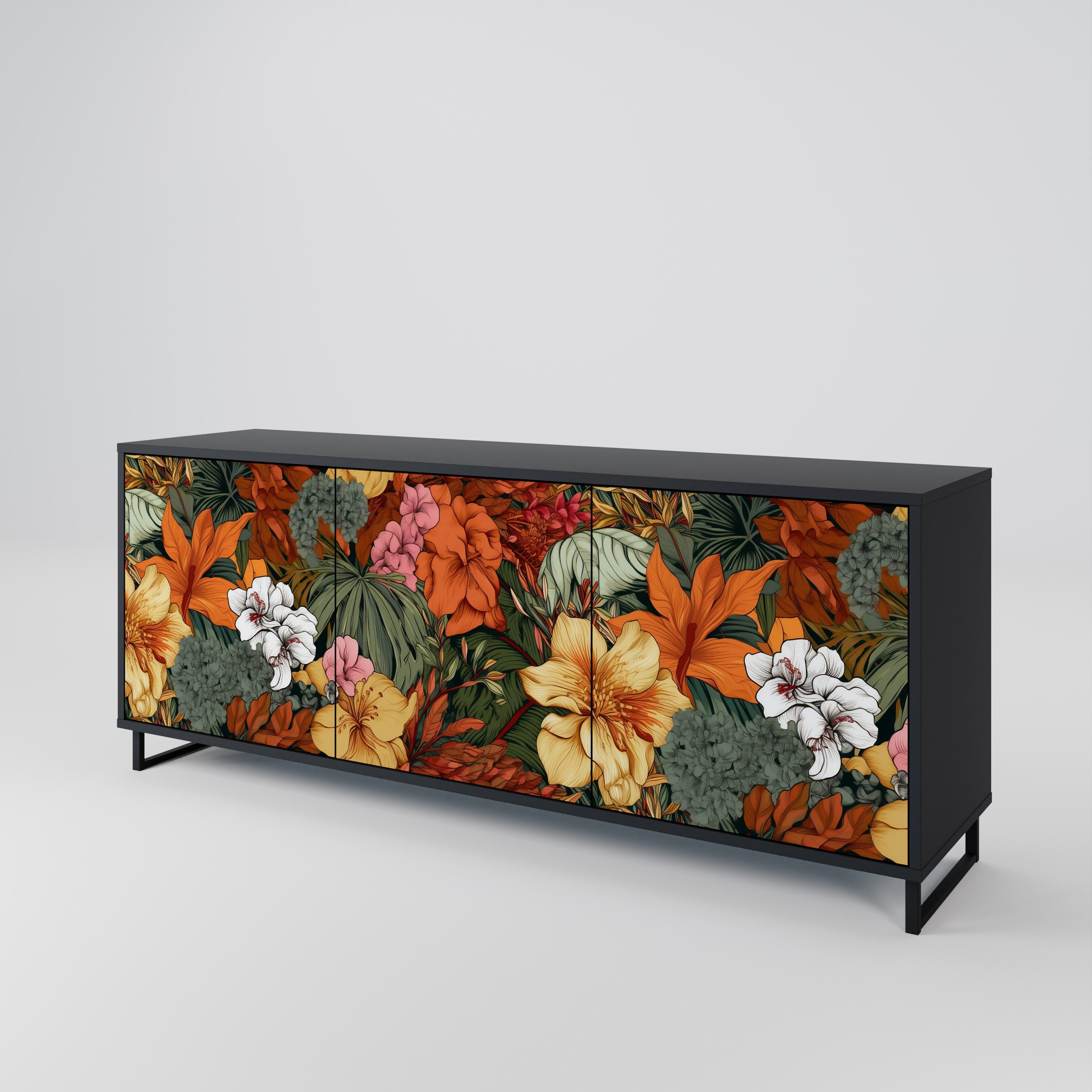 RADIANT FLORA Komoda 3-drzwiowa korpus Czarny