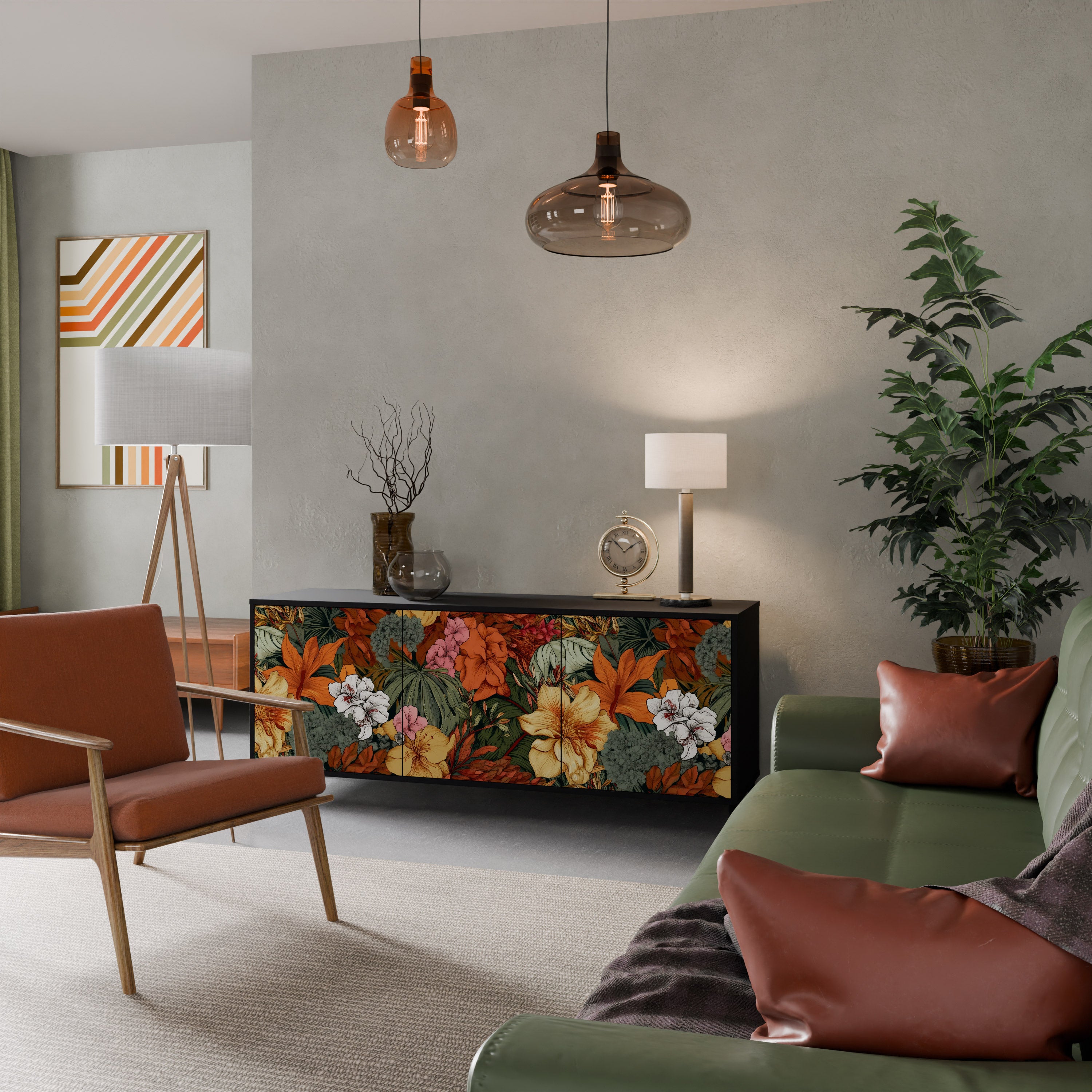 RADIANT FLORA Komoda 3-drzwiowa korpus Czarny