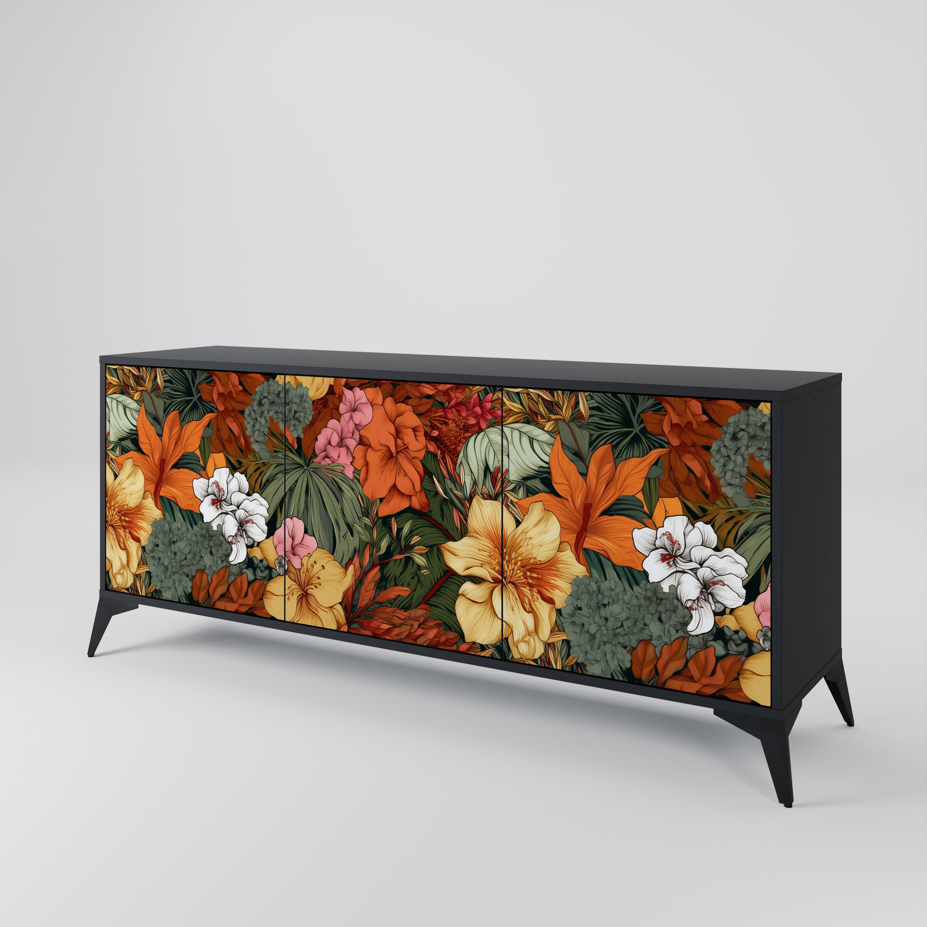 RADIANT FLORA Komoda 3-drzwiowa korpus Czarny