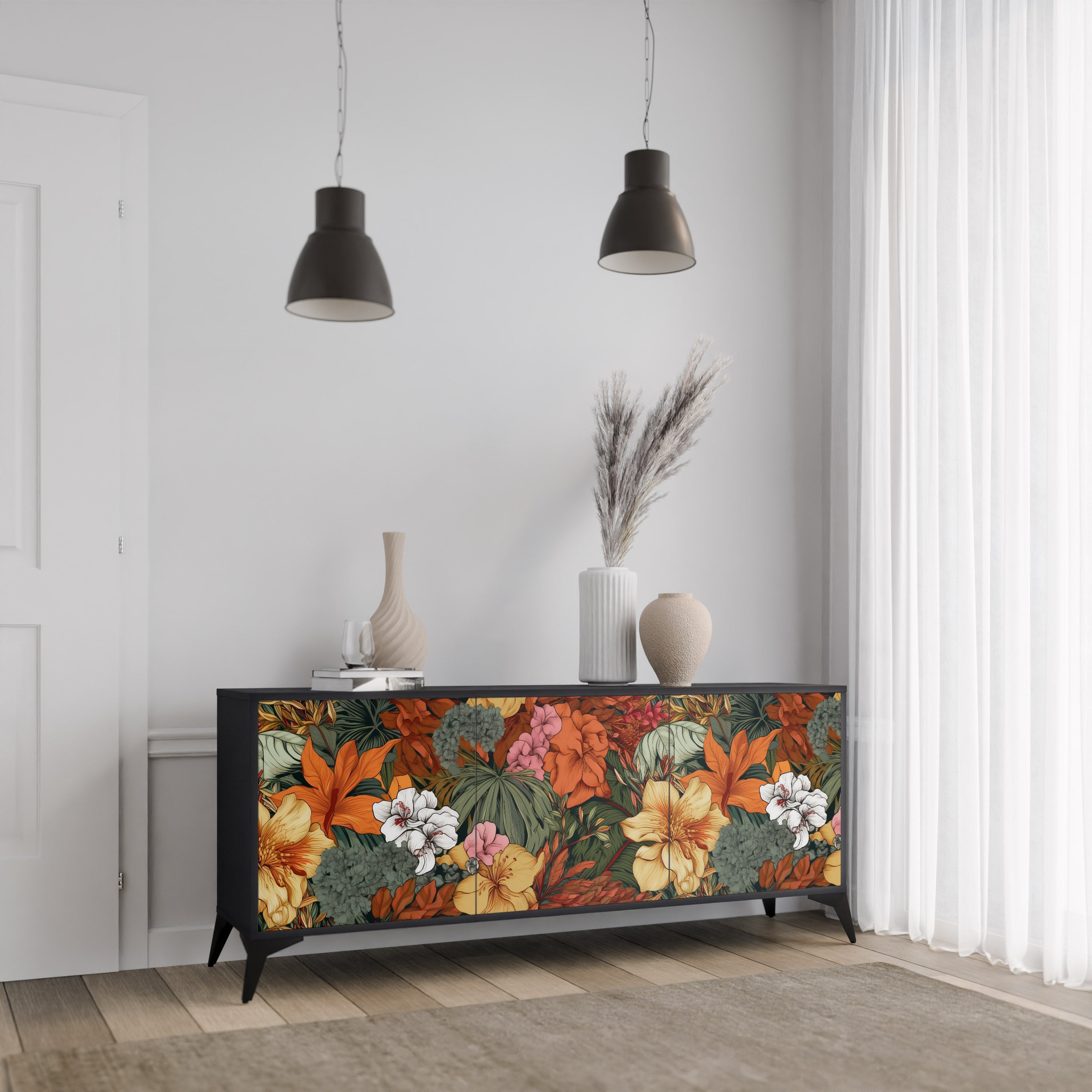 RADIANT FLORA Komoda 3-drzwiowa korpus Czarny