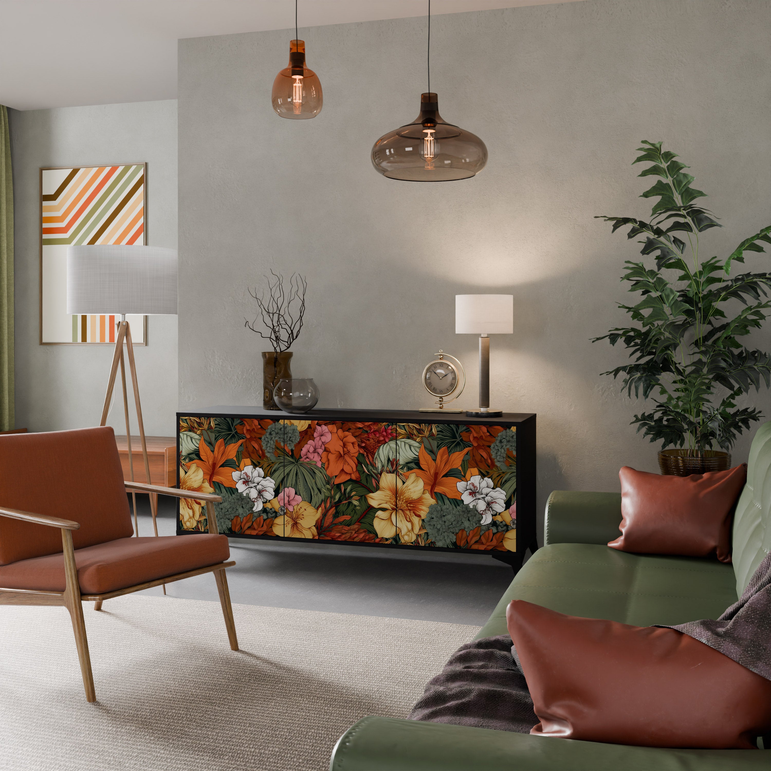 RADIANT FLORA Komoda 3-drzwiowa korpus Czarny
