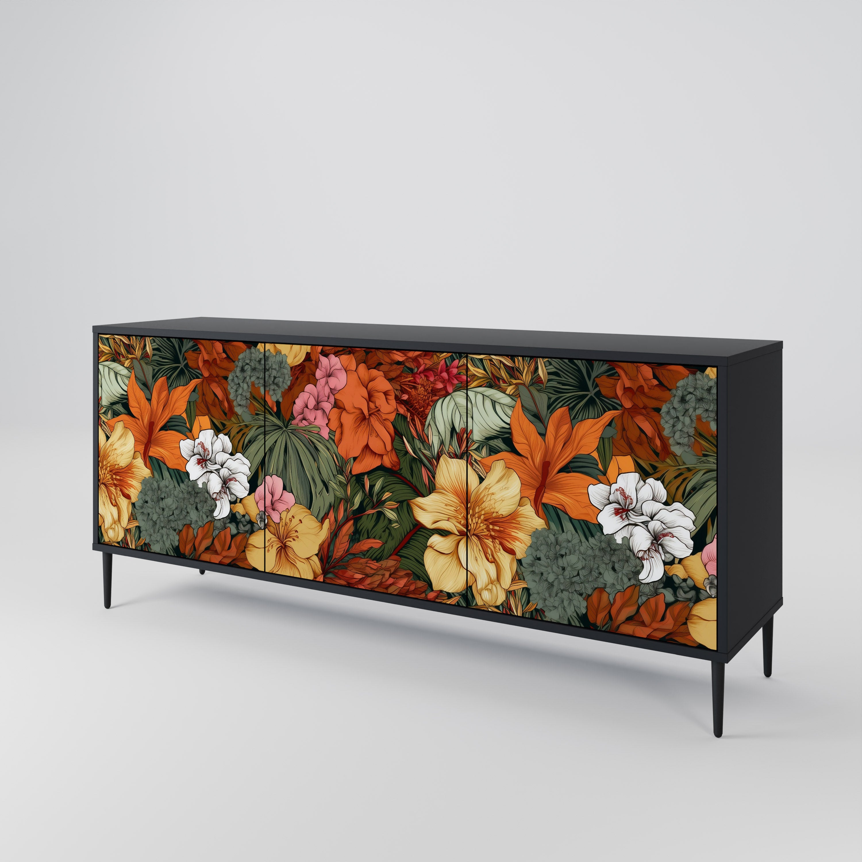 RADIANT FLORA Komoda 3-drzwiowa korpus Czarny